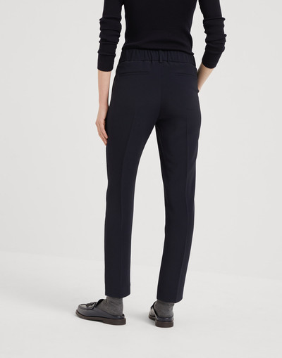 Brunello Cucinelli Silk and acetate crêpe cady tailored jogger trousers outlook