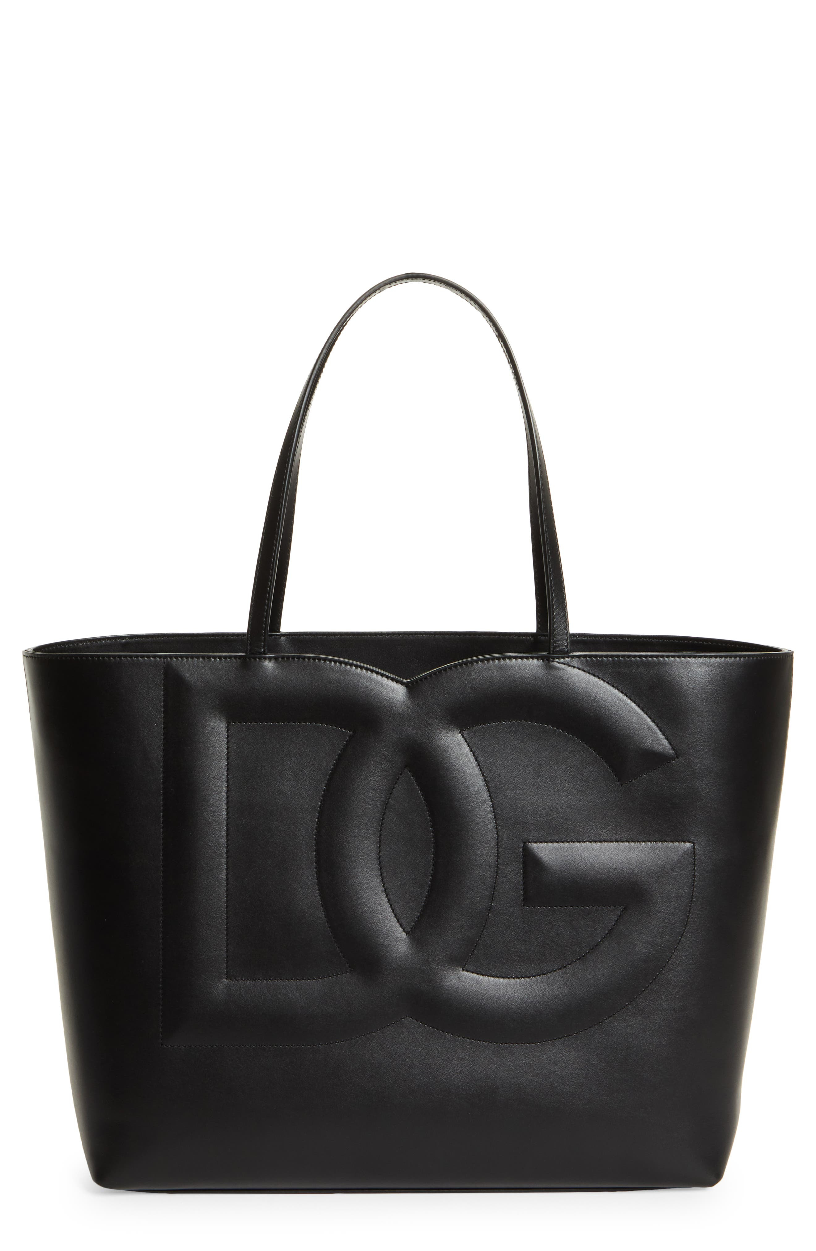 Dolce&Gabbana DG Logo Leather Tote in Black at Nordstrom - 1