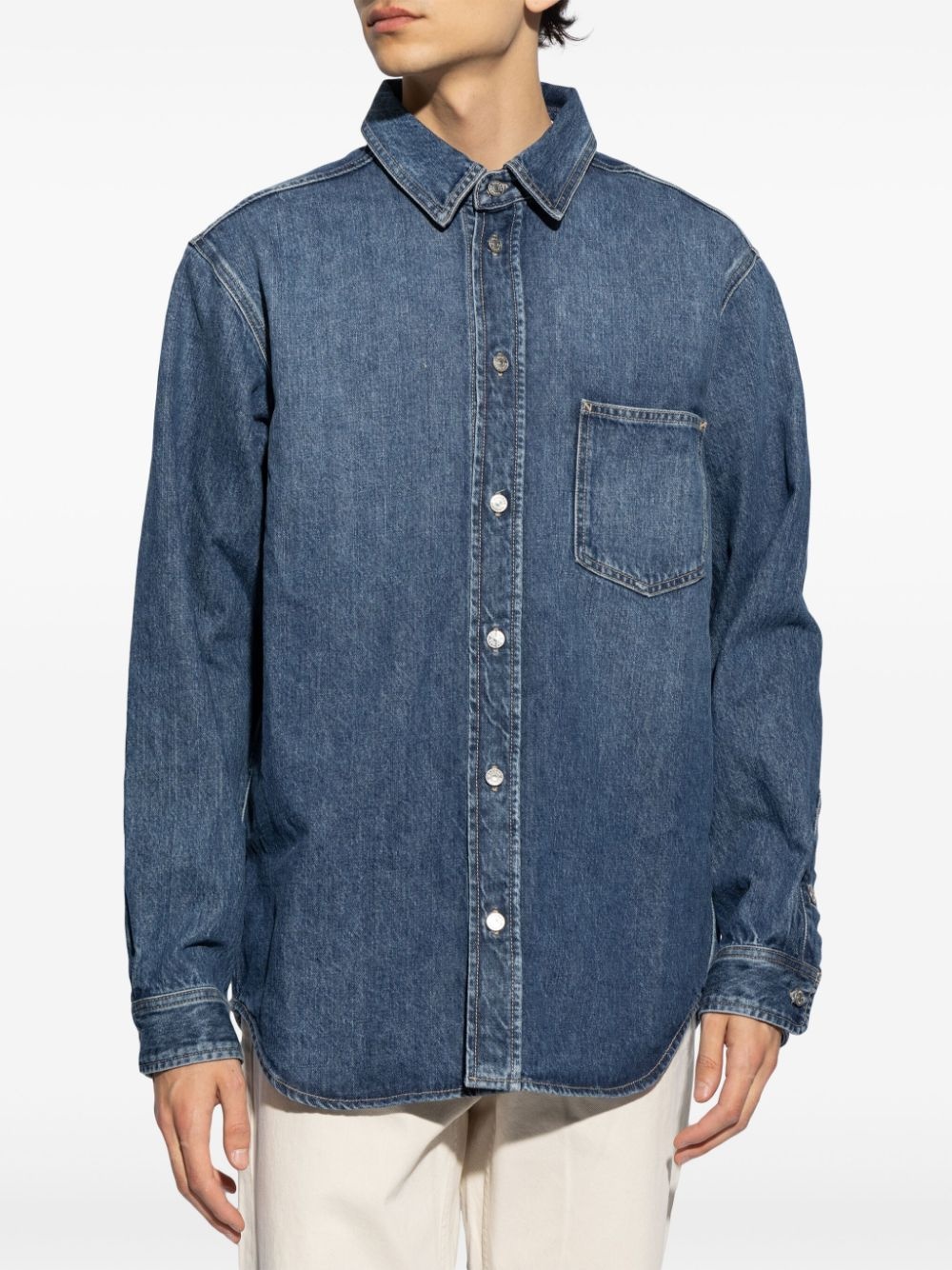 long-sleeve organic cotton denim shirt - 3