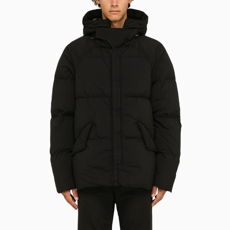 Black quilted down jacket - 1