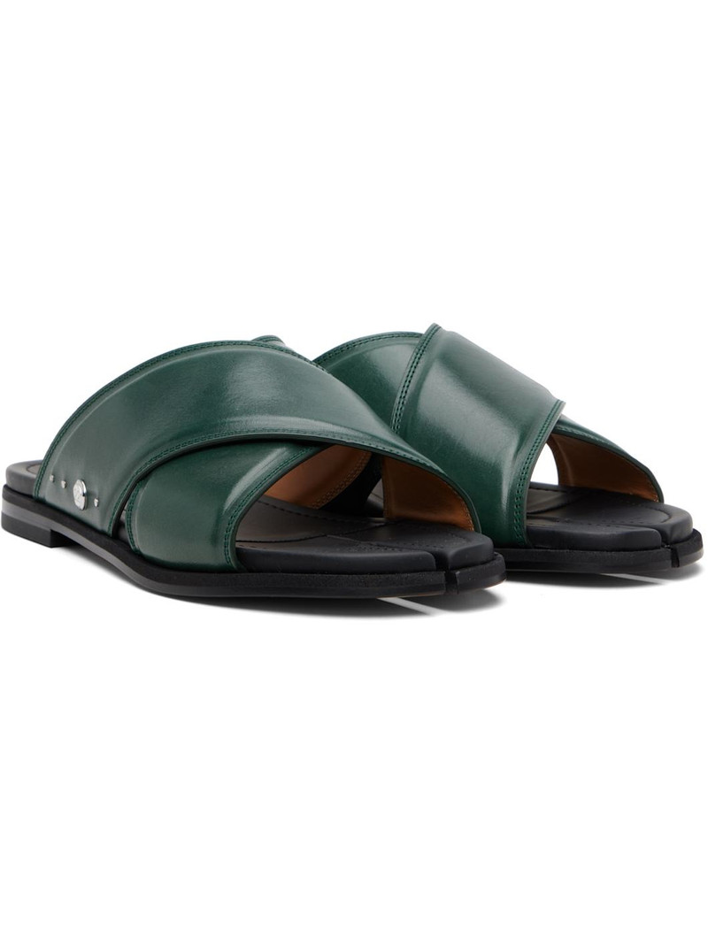 Green Tabi Numbers Crossed Sandals 4