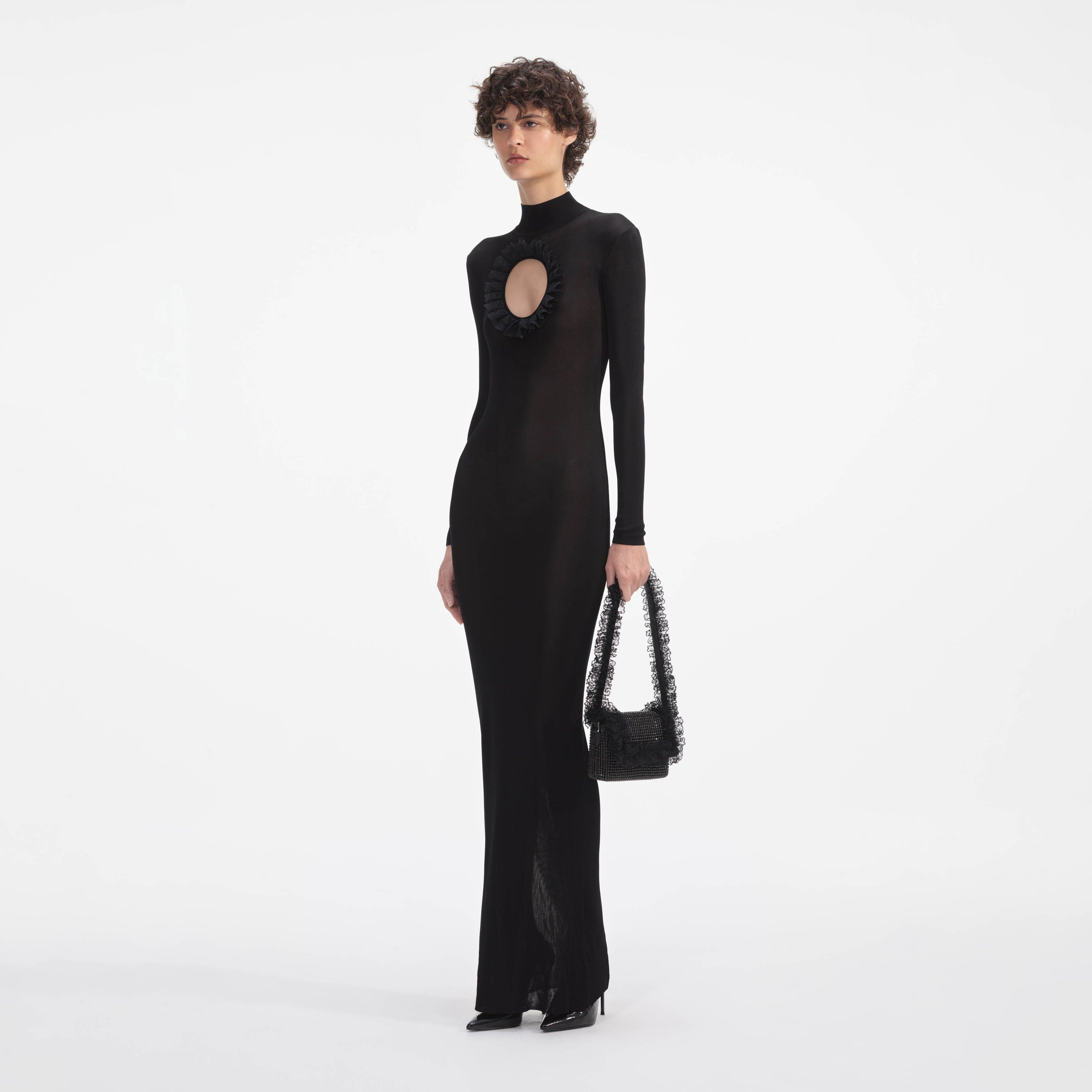 Black Knit Cut Out Maxi Dress - 2