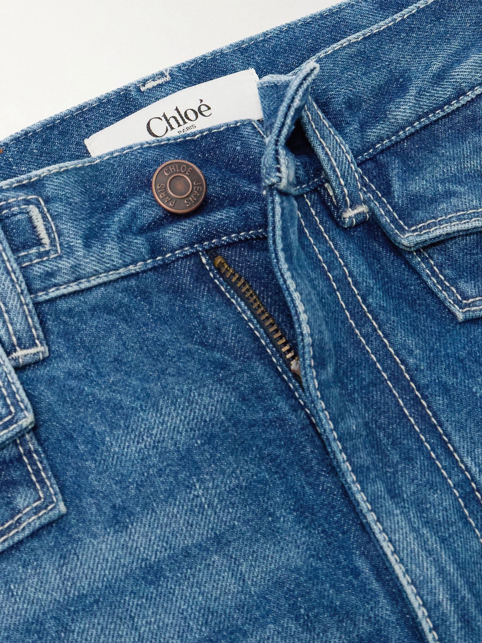 Frayed high-rise flared jeans Blue - 4