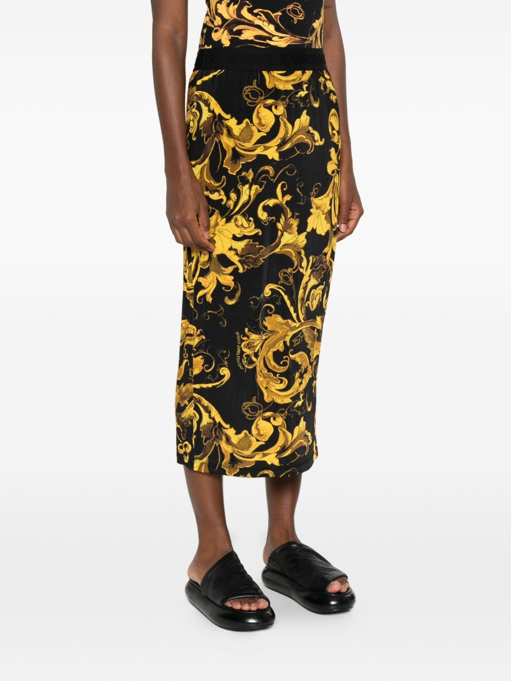 baroque-print midi skirt - 3