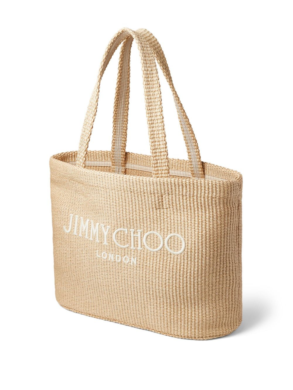 logo-embroidered raffia beach bag - 4
