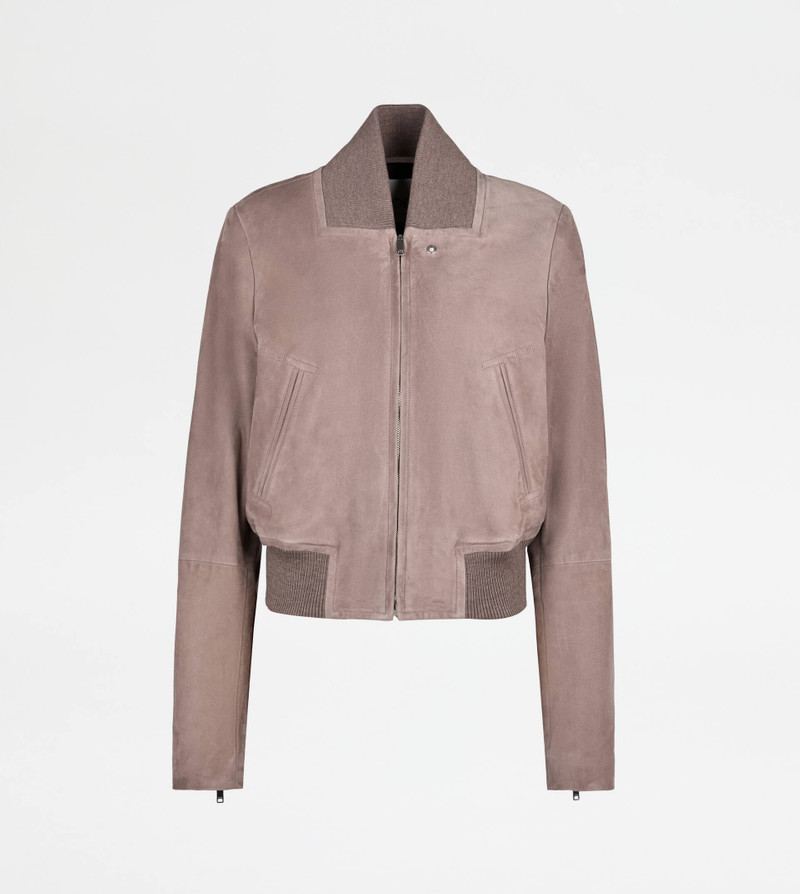 BOMBER JACKET IN PASHMY SUEDE - BROWN 2