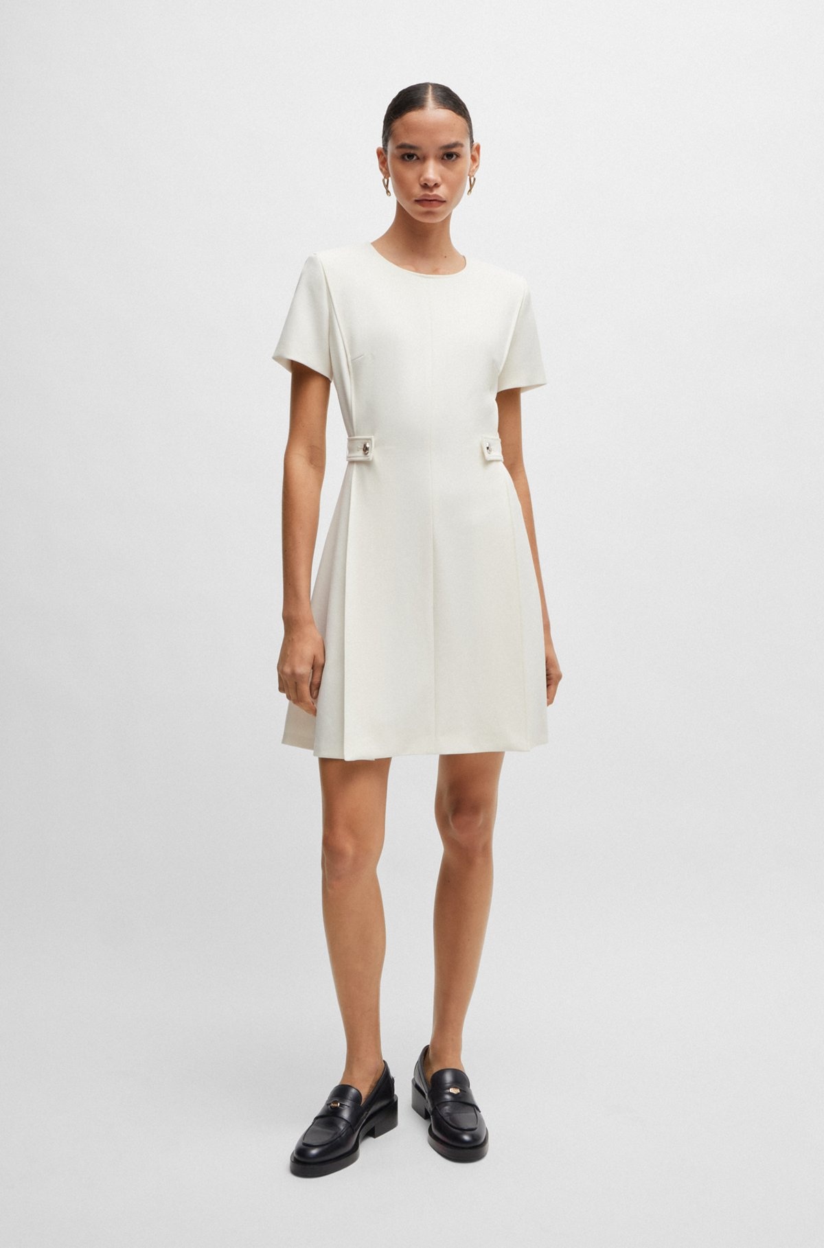 REGULAR-FIT DRESS IN STRETCH FABRIC WITH HARDWARE BUTTONS - 3