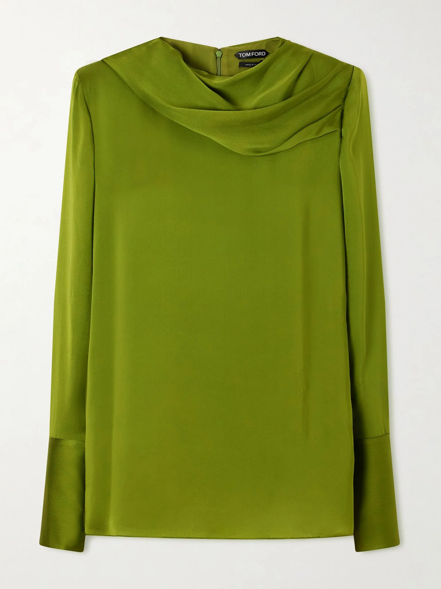 Draped silk-georgette blouse Green - 1