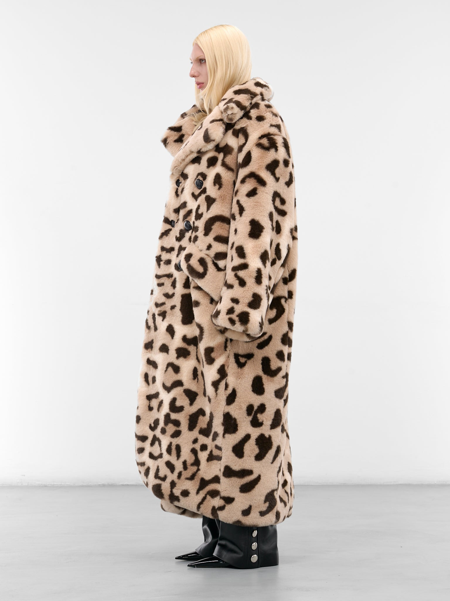 Oversized Leopard Print Fur Coat - 2