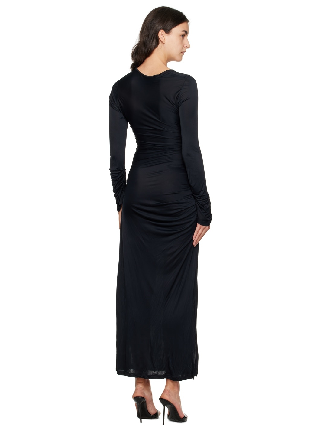 Black Crewneck Maxi Dress - 3