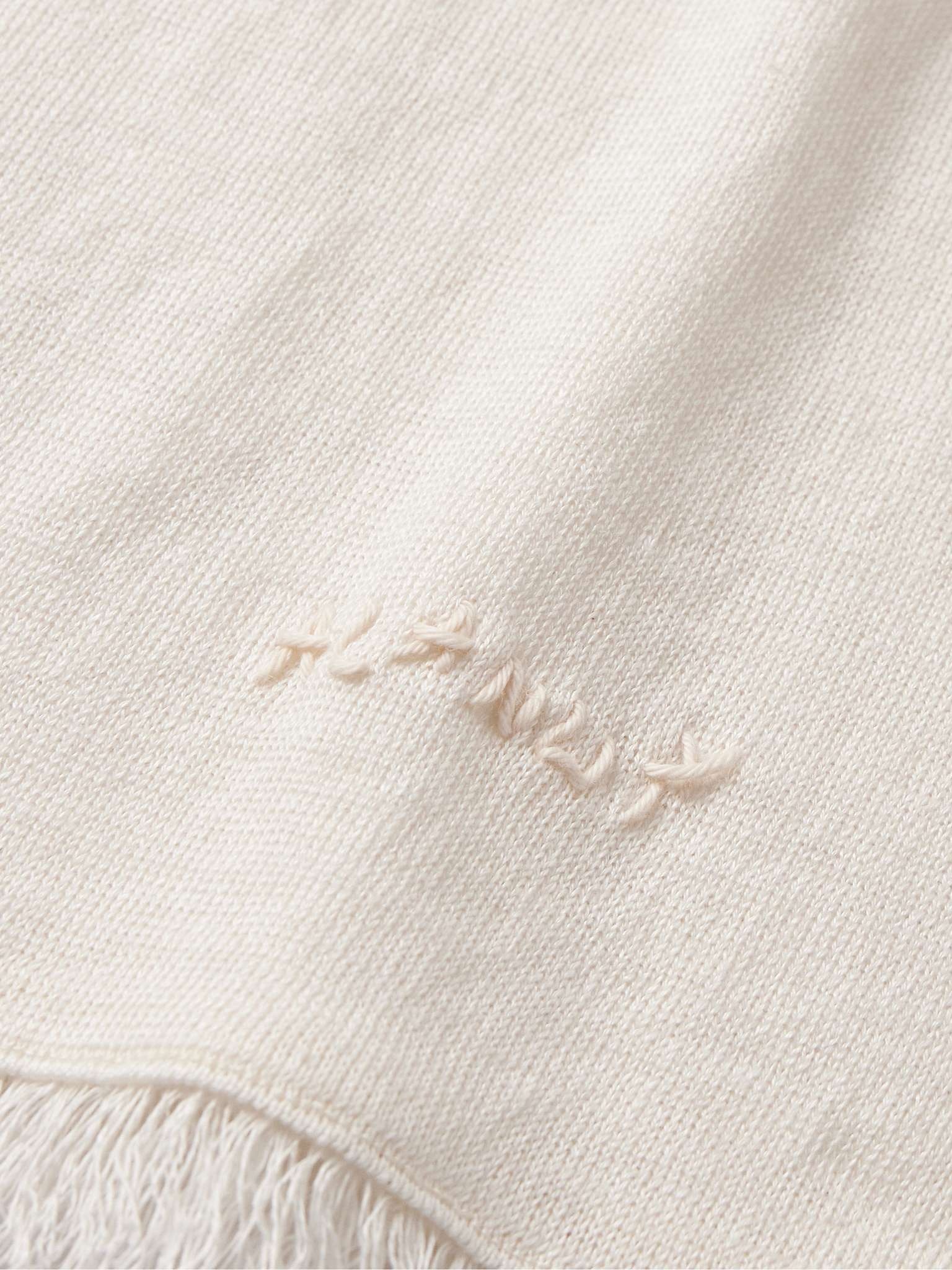 Logo-Embroidered Fringed Linen-Jersey T-Shirt - 5