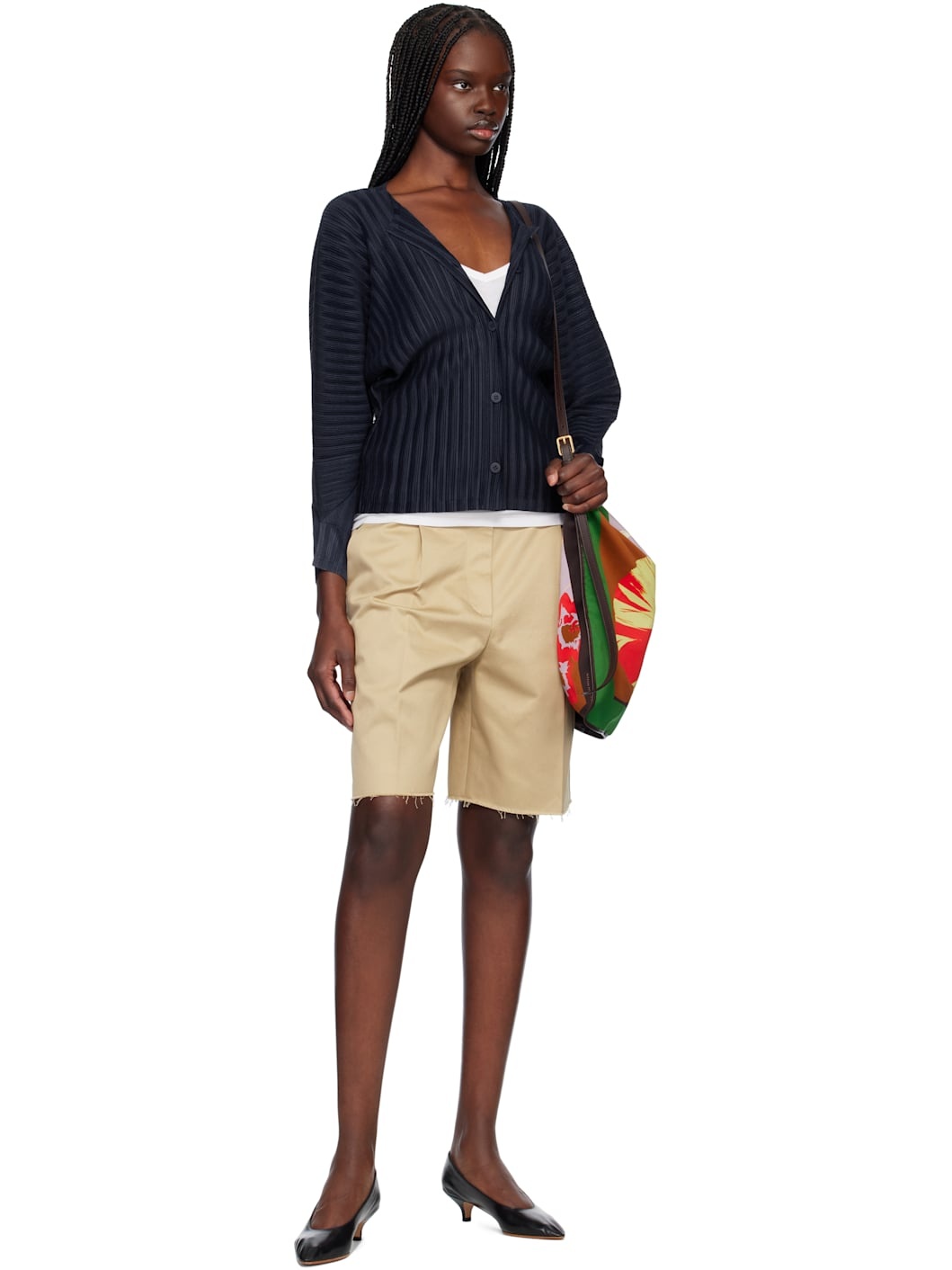 Navy Rib Pleats February Cardigan - 4