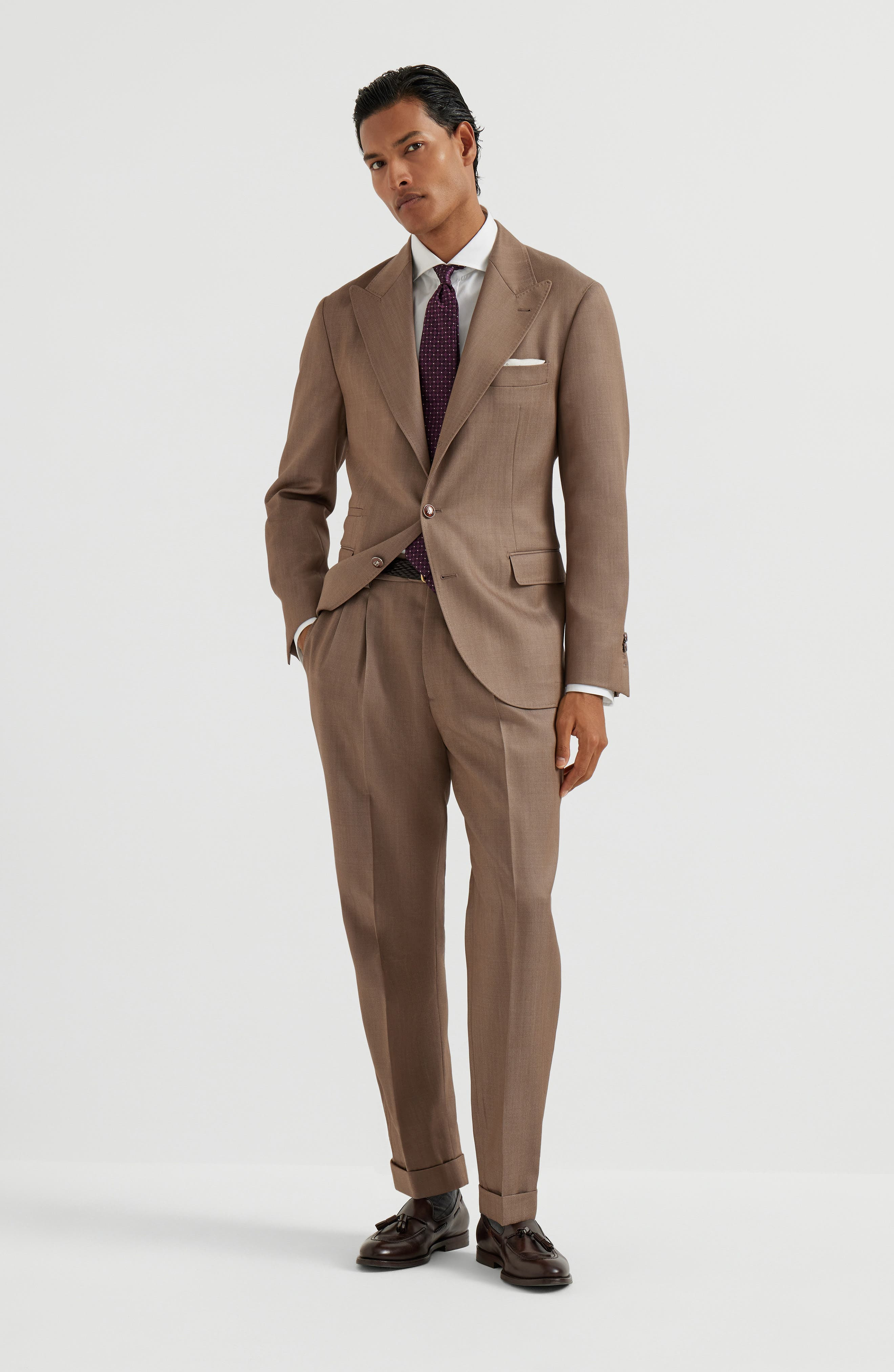 Brunello Cucinelli Blazer with large peak lapel in Bark at Nordstrom - 6