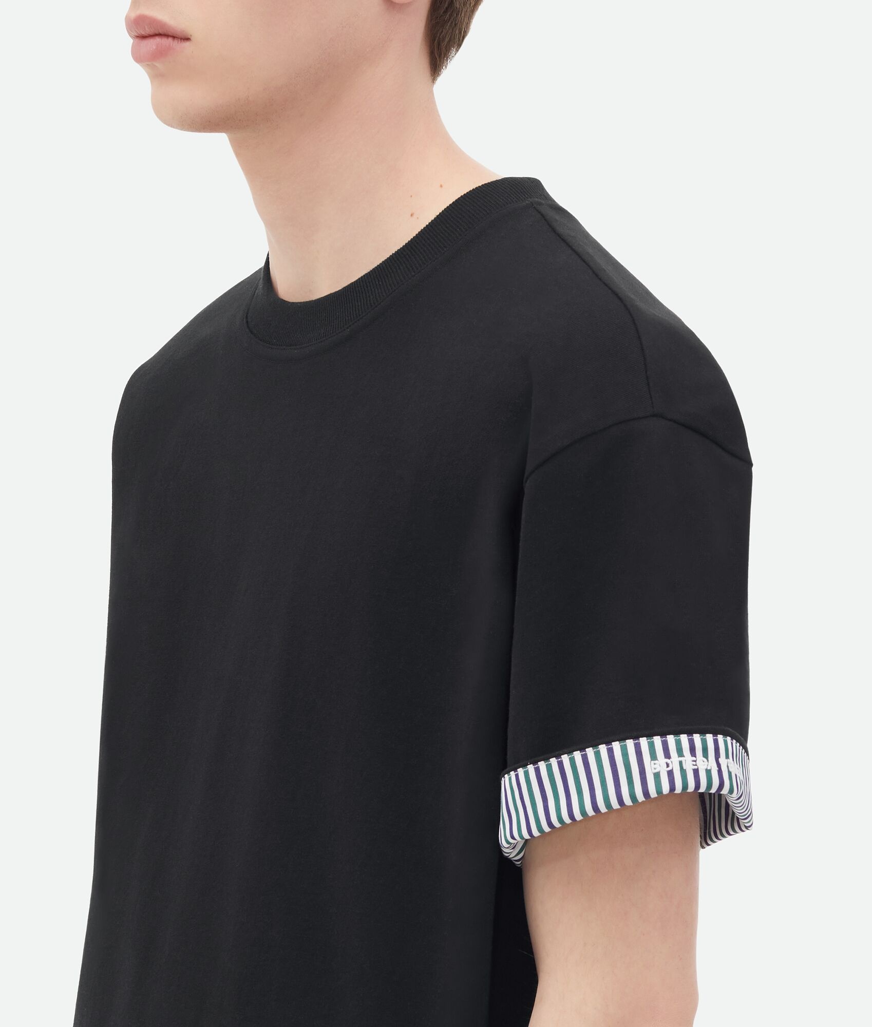 Bottega Veneta Double Layer Striped Cotton T-Shirt | REVERSIBLE