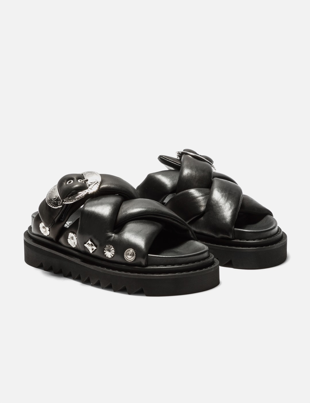 PADDED LEATHER SANDALS - 4