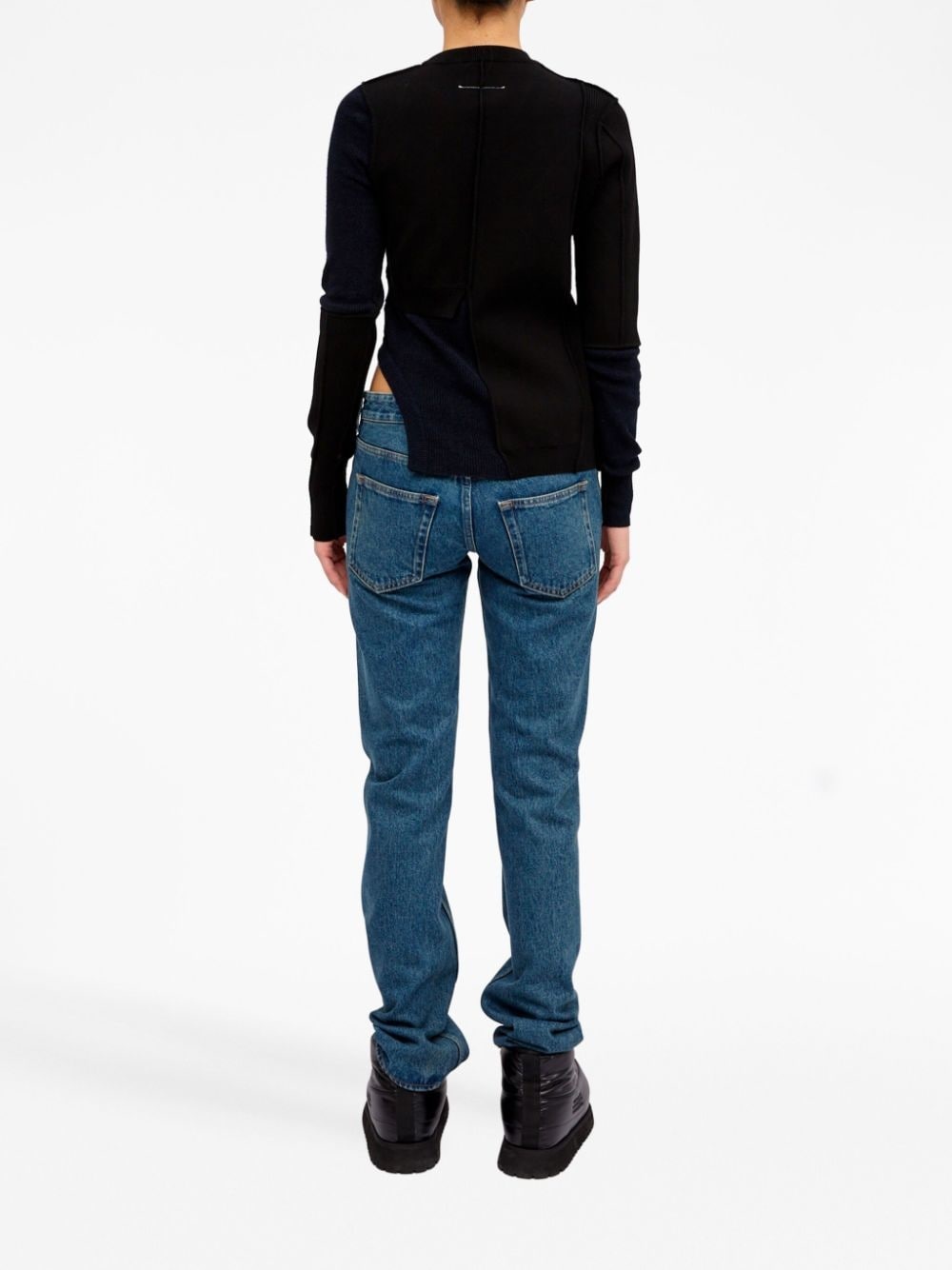 crew-neck deconstructed jumper - 4