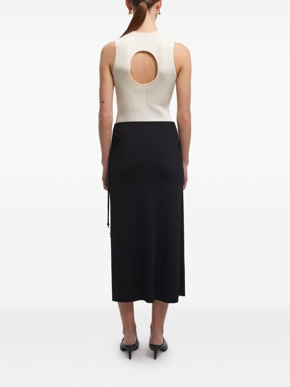 double-layer A-line mid skirt - 3