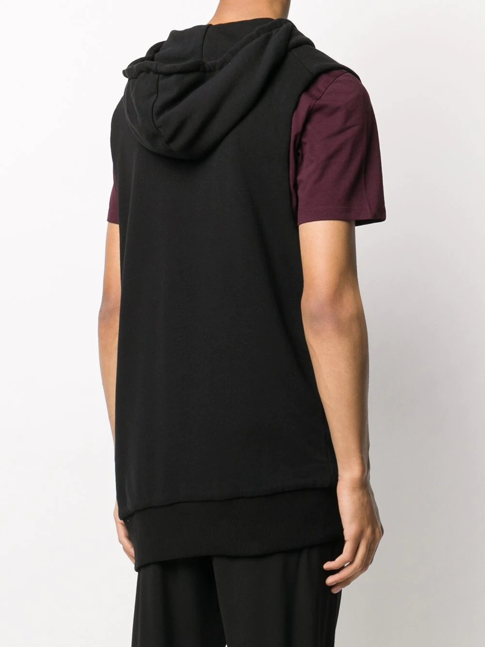 asymmetric hem hoodie gilet - 4