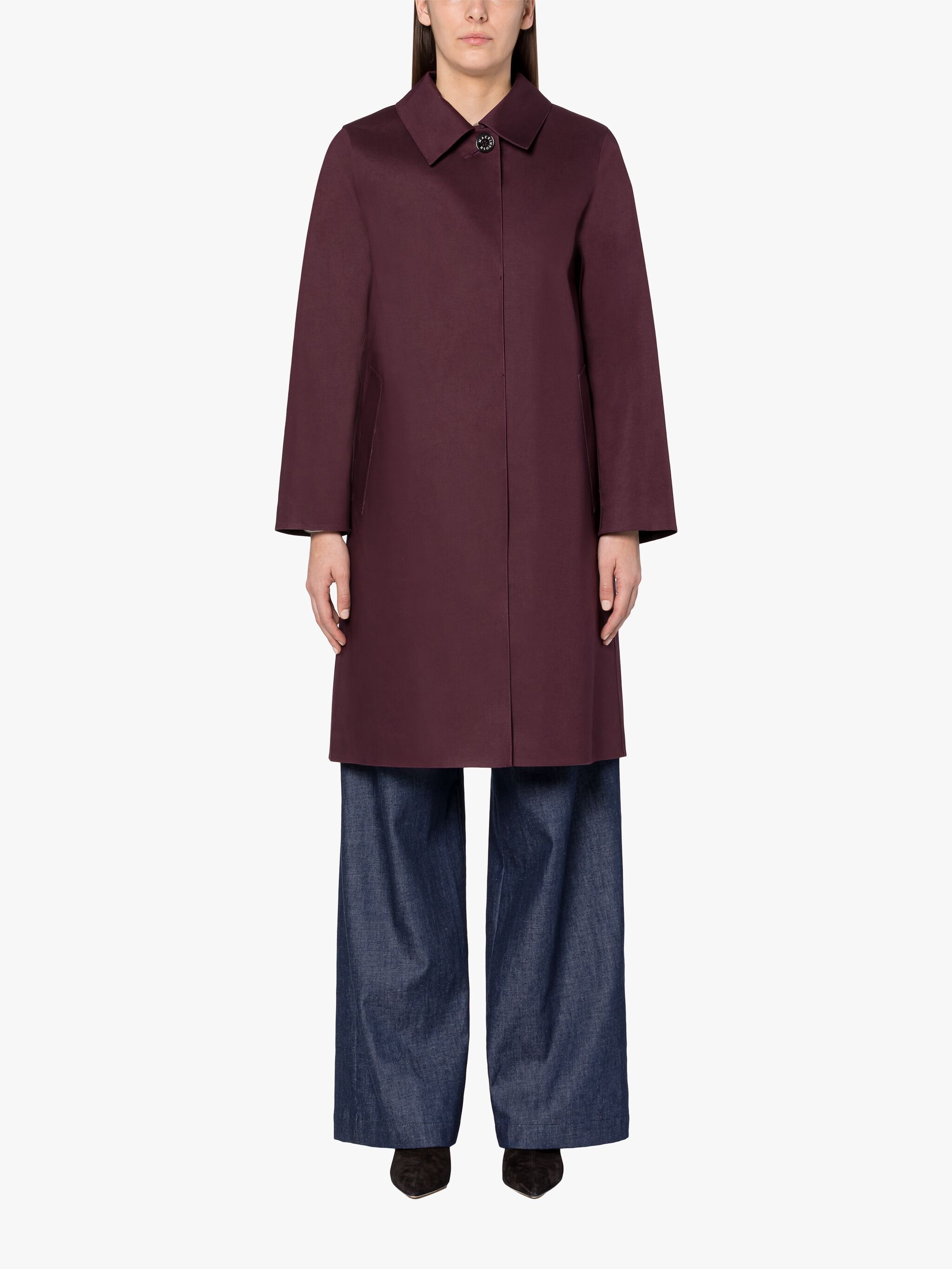 BANTON BURGUNDY BONDED COTTON COAT - 3