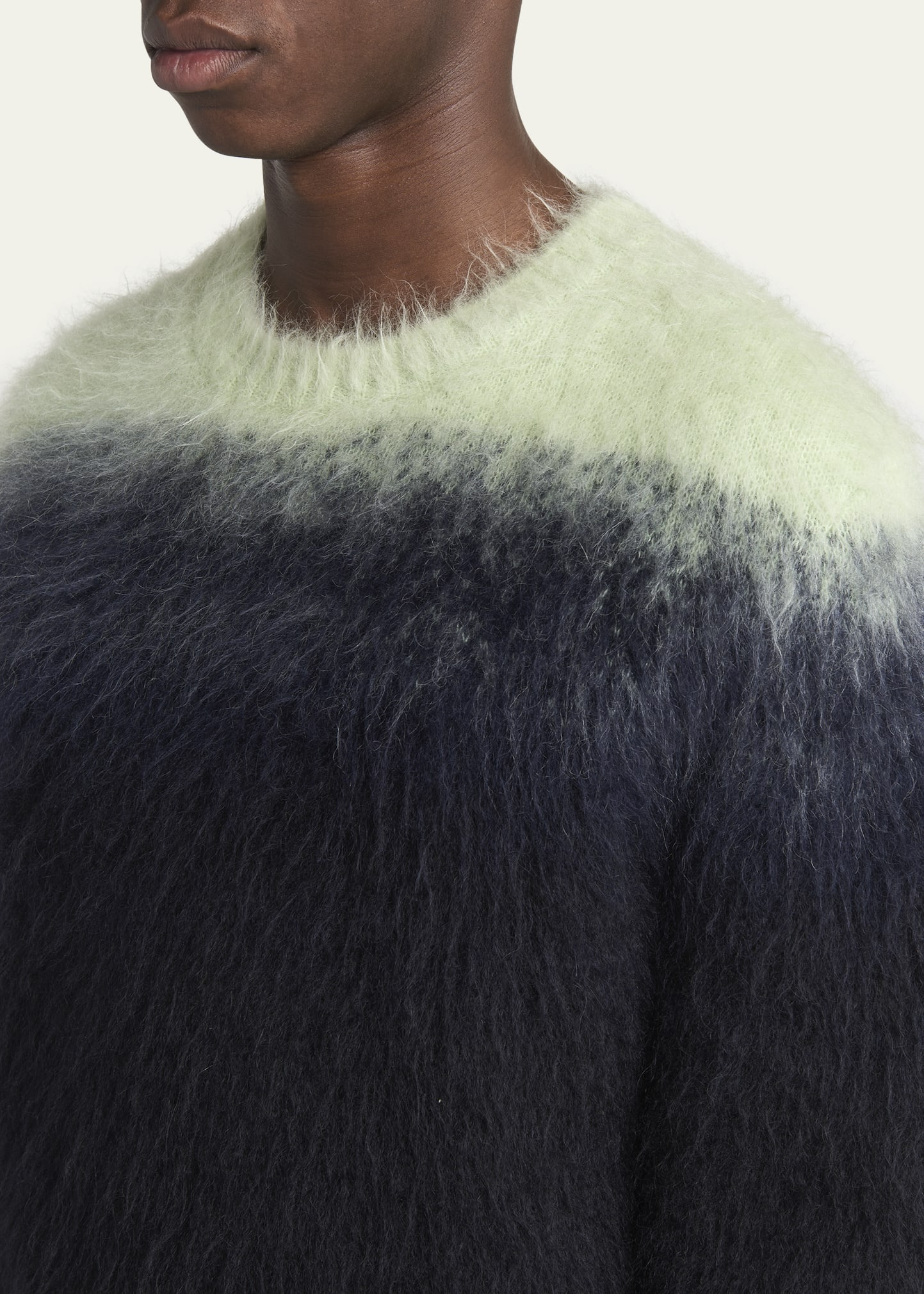 Men's Brushed Mohair Degrade Crewneck Sweater - 5
