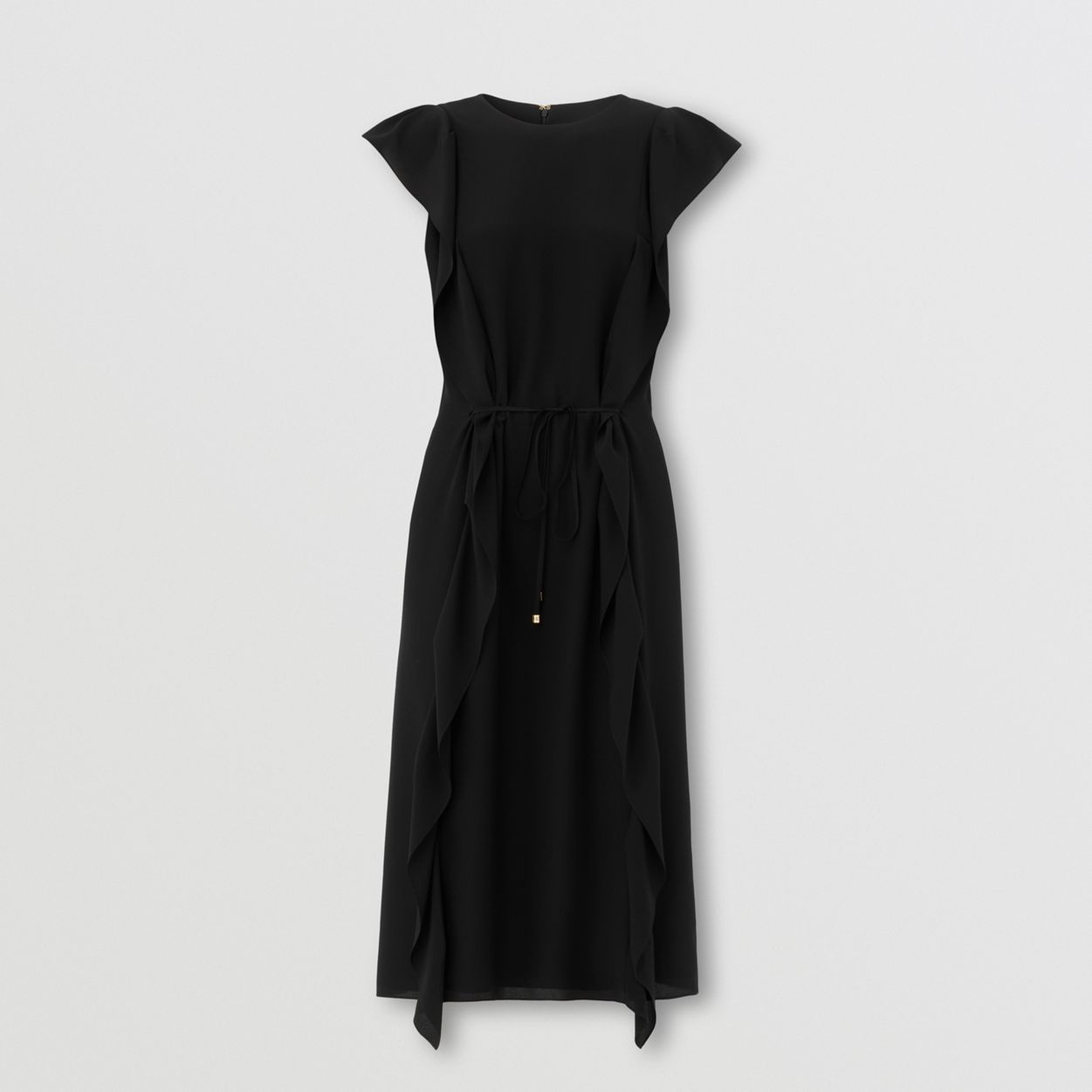 Ruffle Detail Silk Crepe de Chine Dress - 1