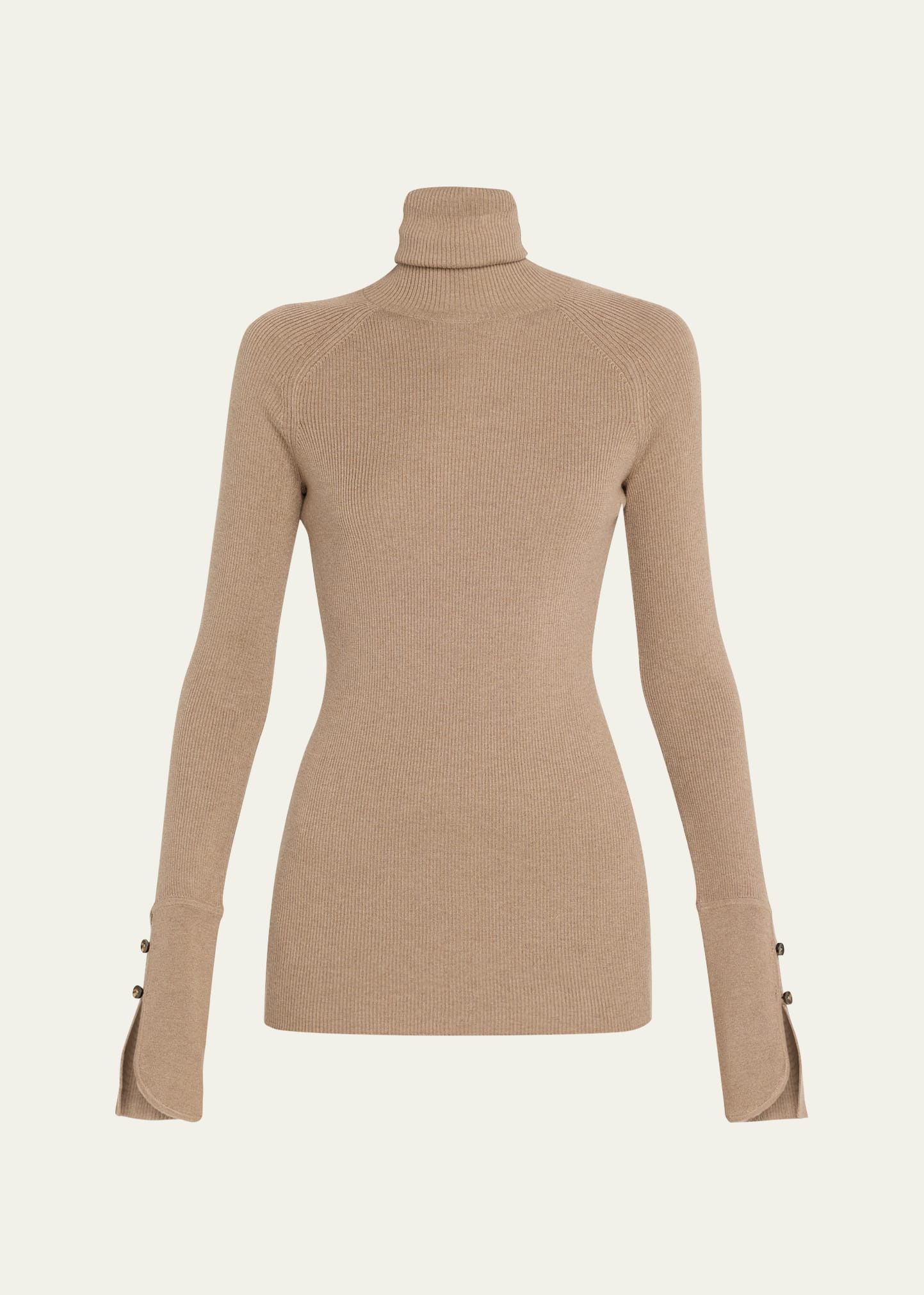 Belle Ribbed Silk Cashmere Turtleneck - 1