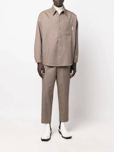 Marni logo-patch virgin wool shirt outlook