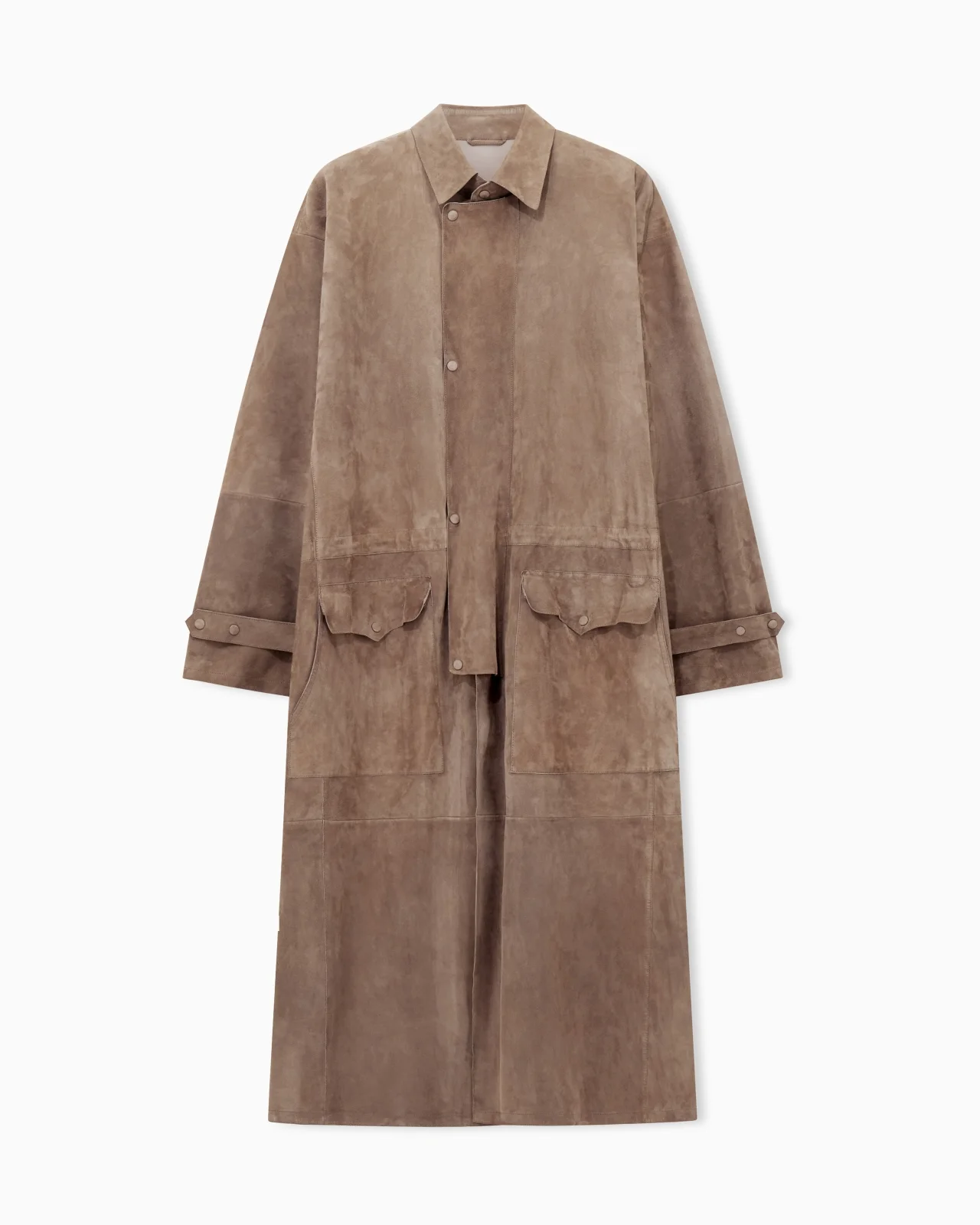 SUEDE-LAMBSKIN, SINGLE-BREASTED TRENCH COAT - 1