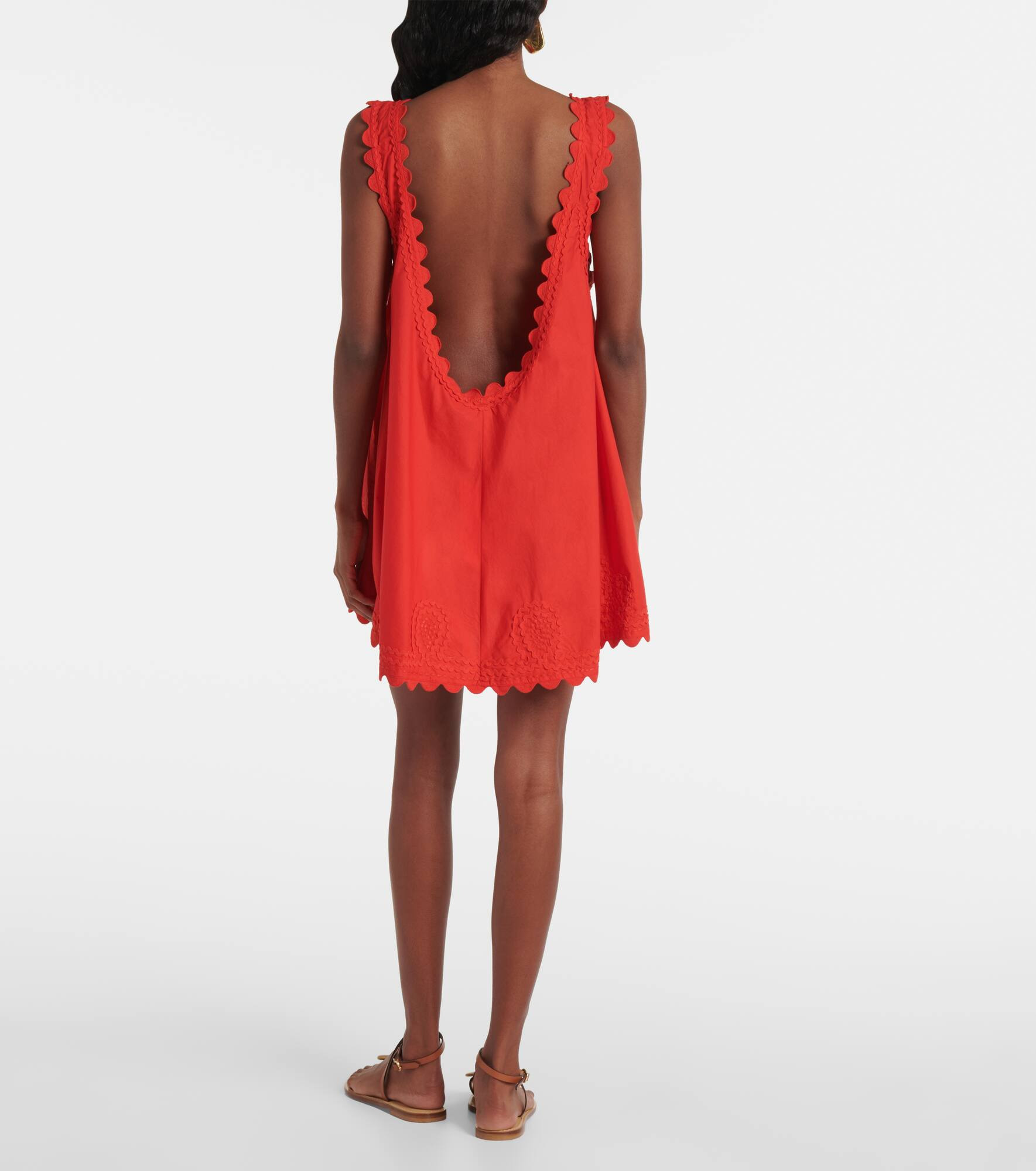 Embroidered cotton poplin minidress - 3