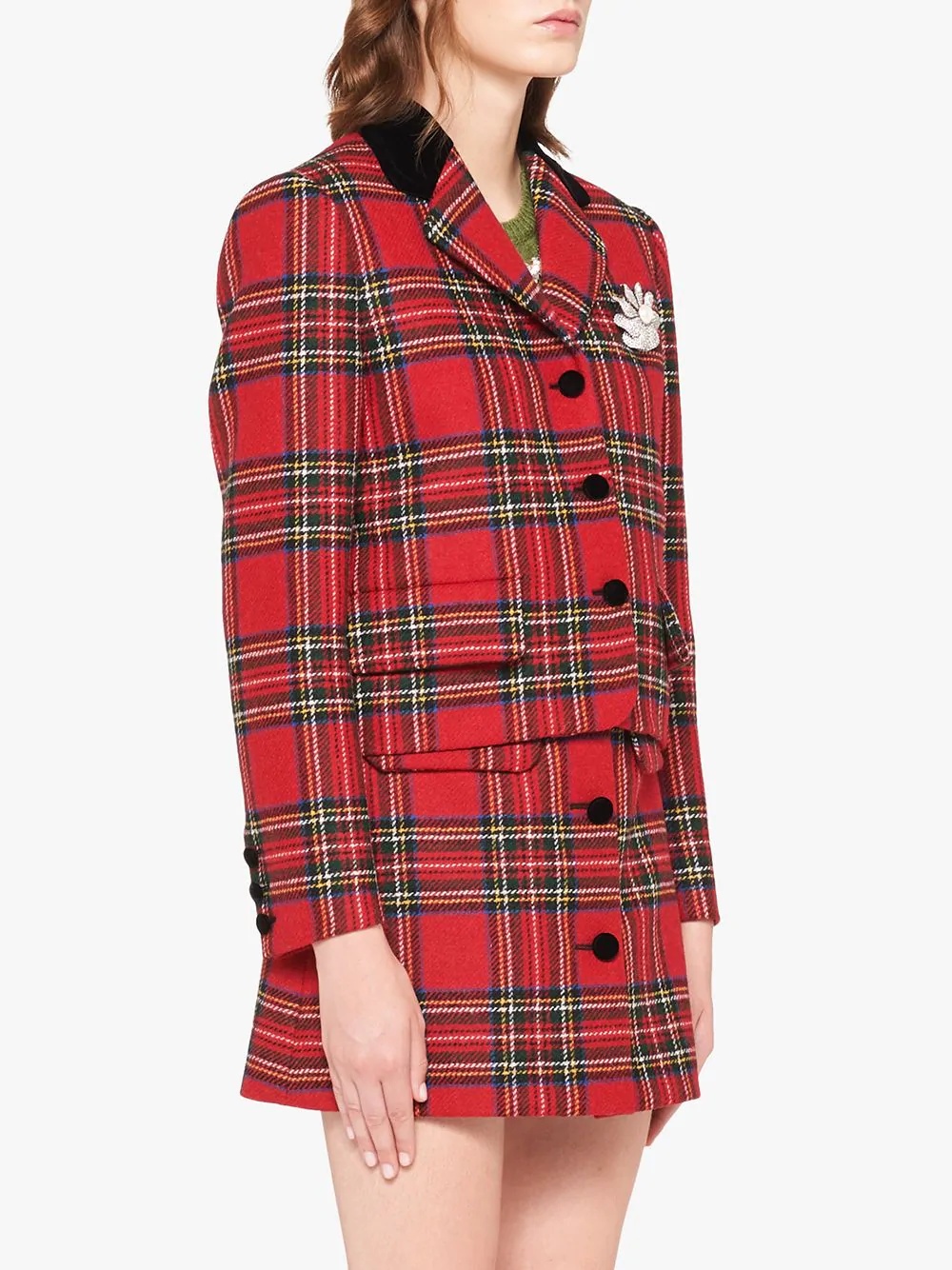 tartan-check wool jacket - 3