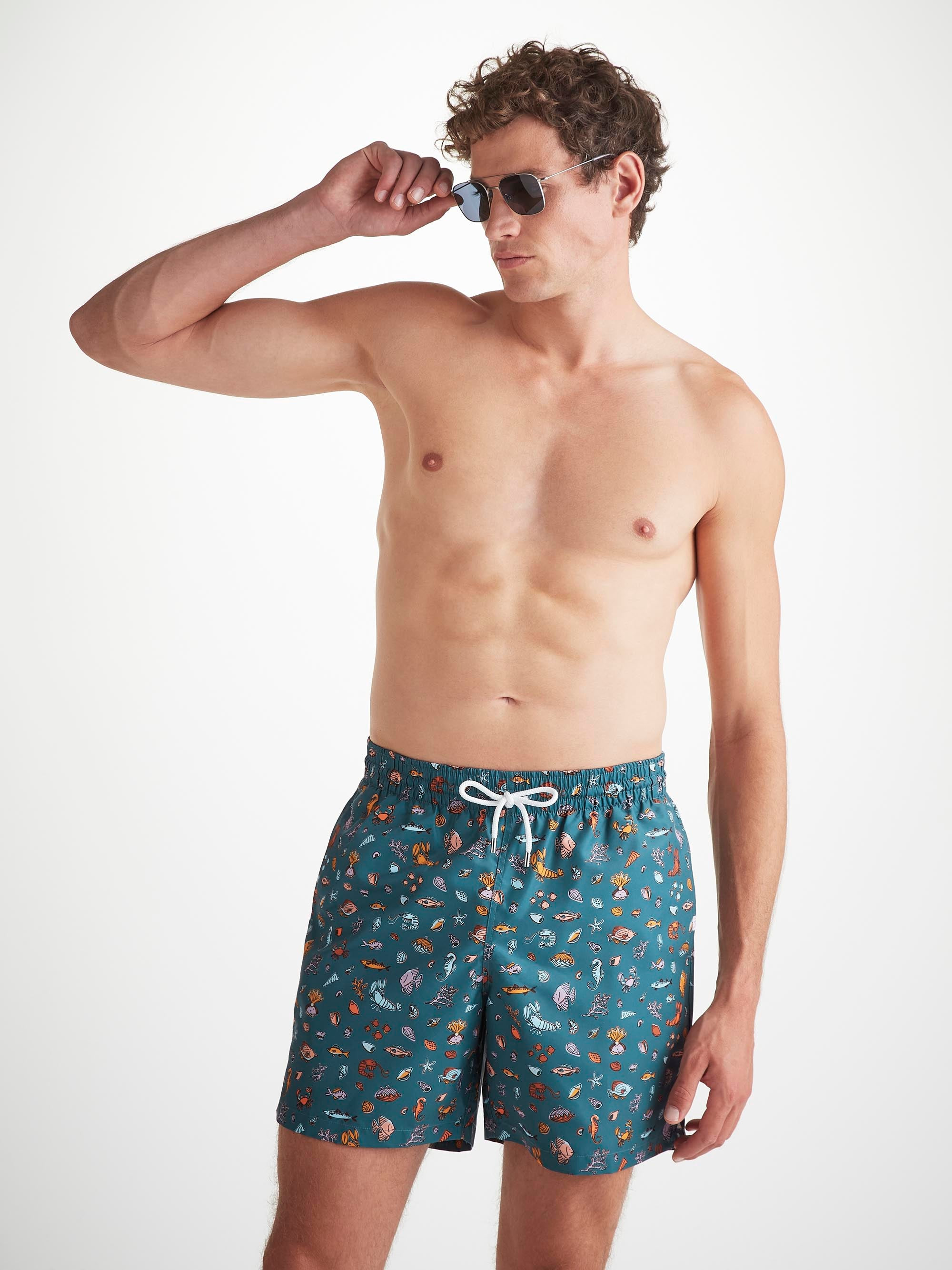 Men's Swim Shorts Blue Sea Friends Print - 5