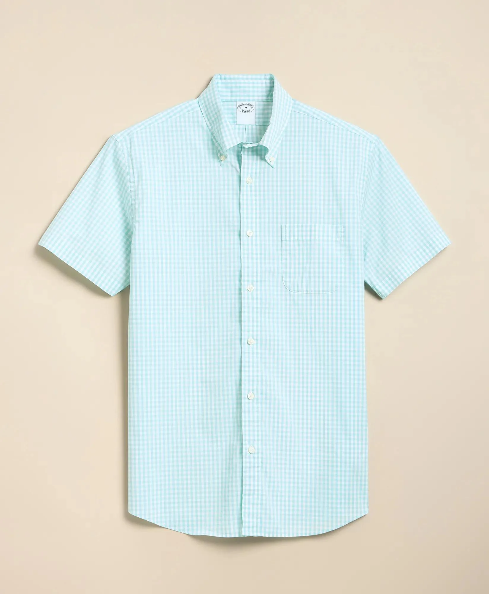 Performance Series Stretch Polo Button-Down Collar, Gingham Sport Shirt - 1