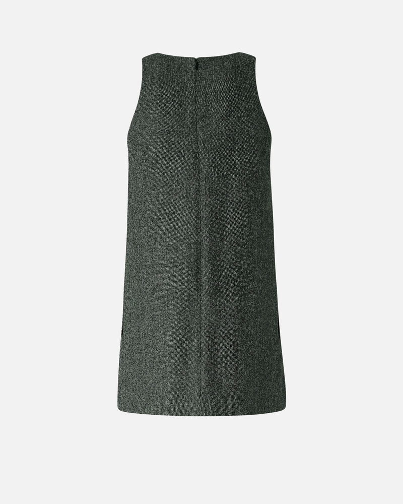 MIRROR-FINISH 단추를 가진 SHORT PINAFORE DRESS 6