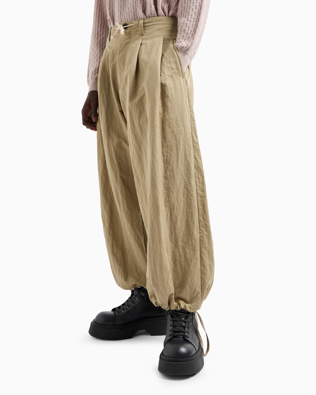 WIDE TROUSERS IN TECHNICAL FABRIC WITH DRAWSTRING AT THE HEM - 2