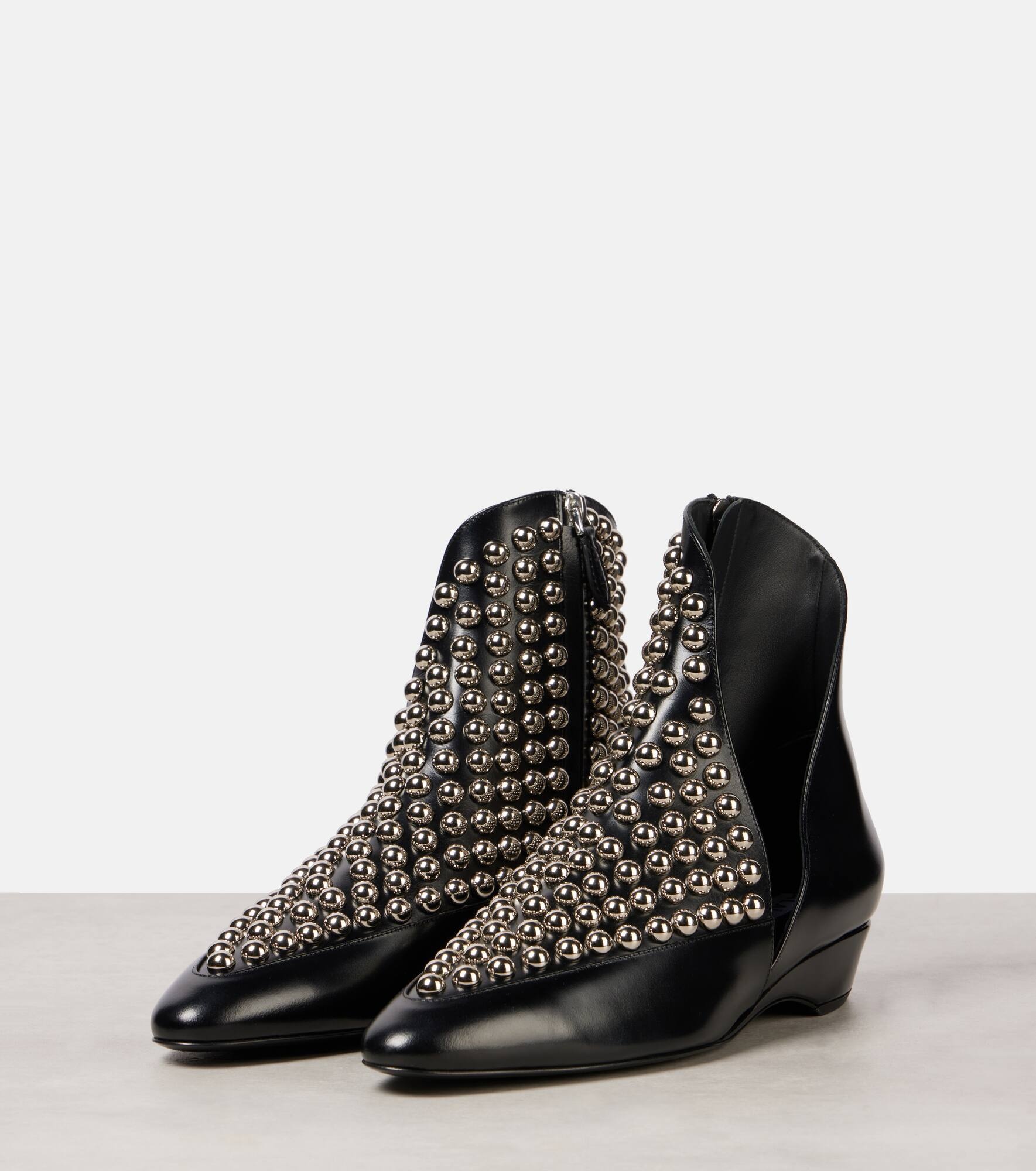 Studded leather ankle boots - 4