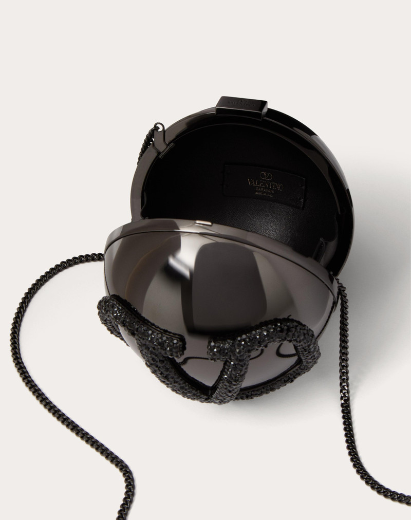 VLOGO SIGNATURE METAL AND RHINESTONE MINAUDIÈRE 7