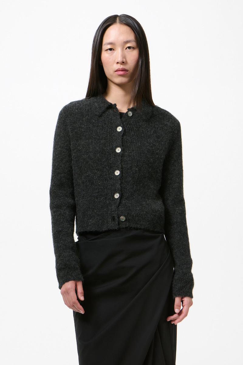 Our Legacy Mazzy Polo Charcoal Melange Fuzzy Alpaca outlook