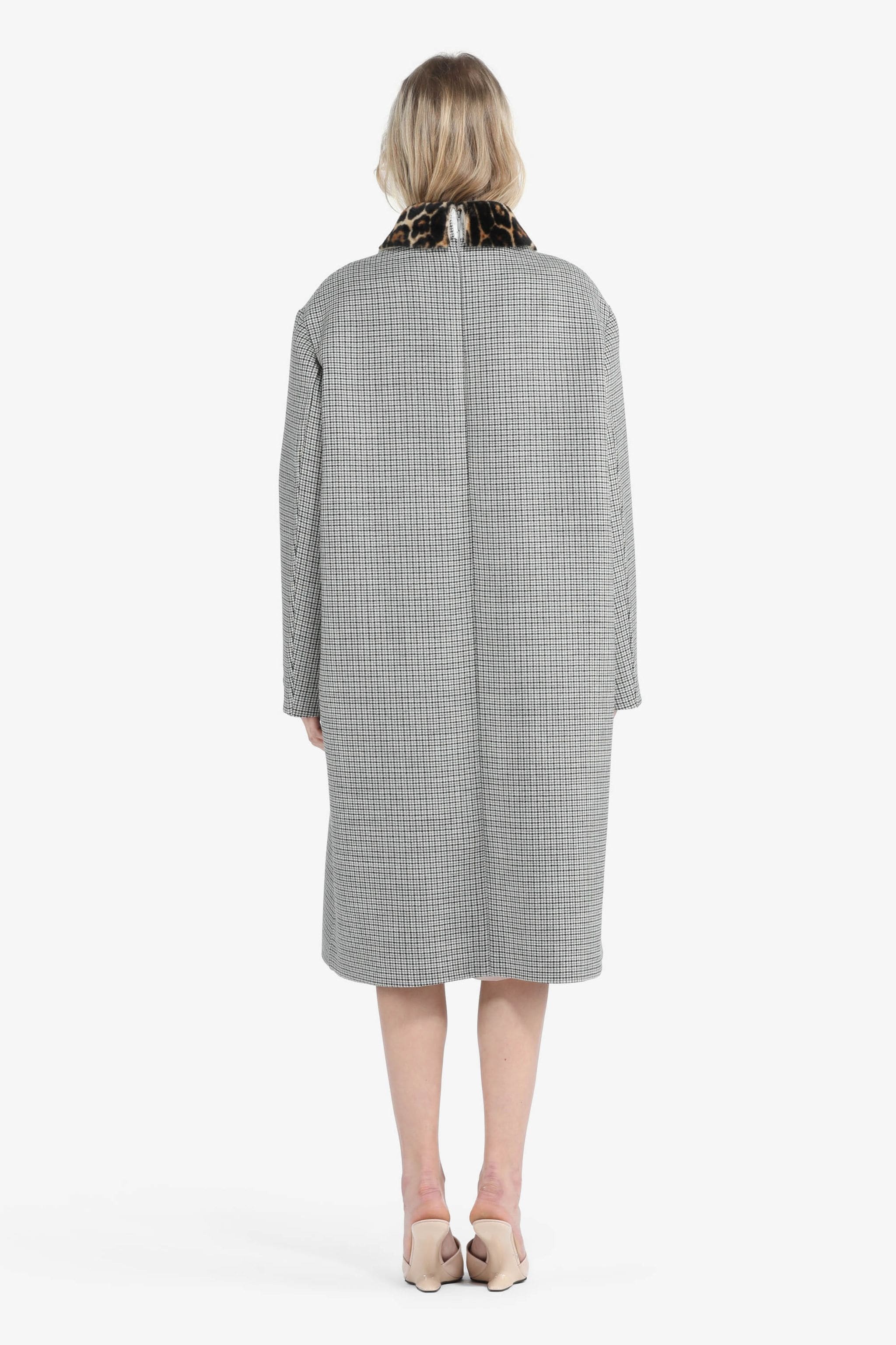 FAUX FUR-TRIM CHECKED COAT - 2