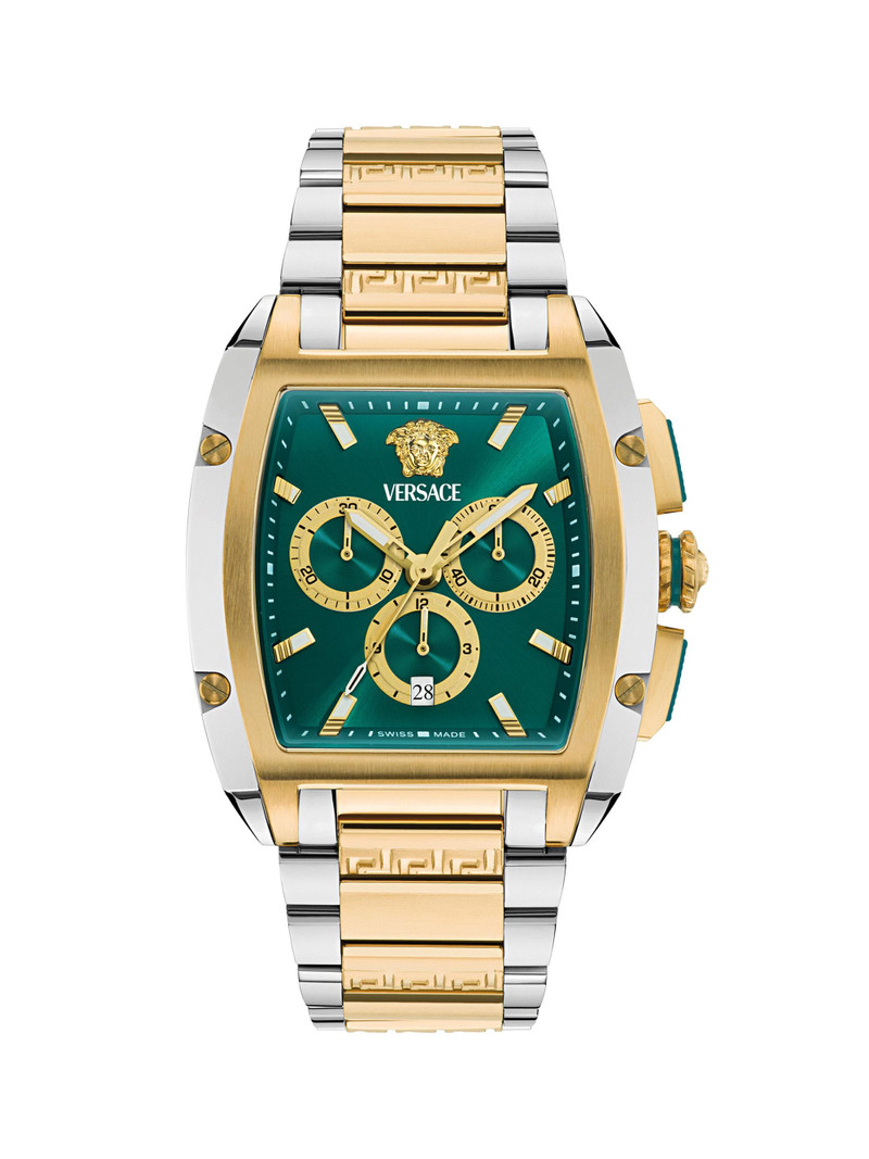 Men's Versace Dominus Two-Tone Stainless Steel Bracelet Watch/42MM x 50MM - Green Two Tone 1