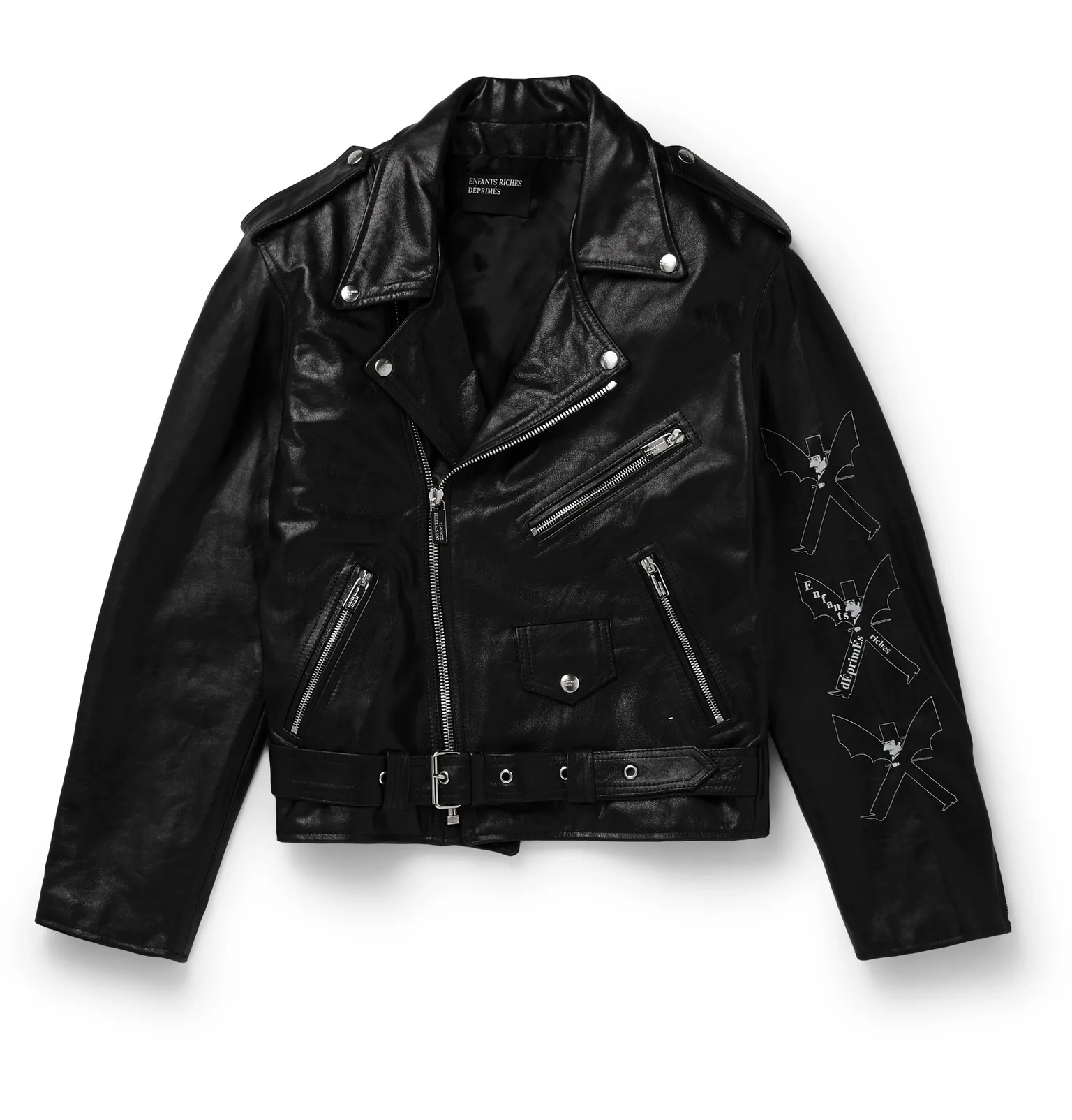 Logo-Print Leather Jacket - 1