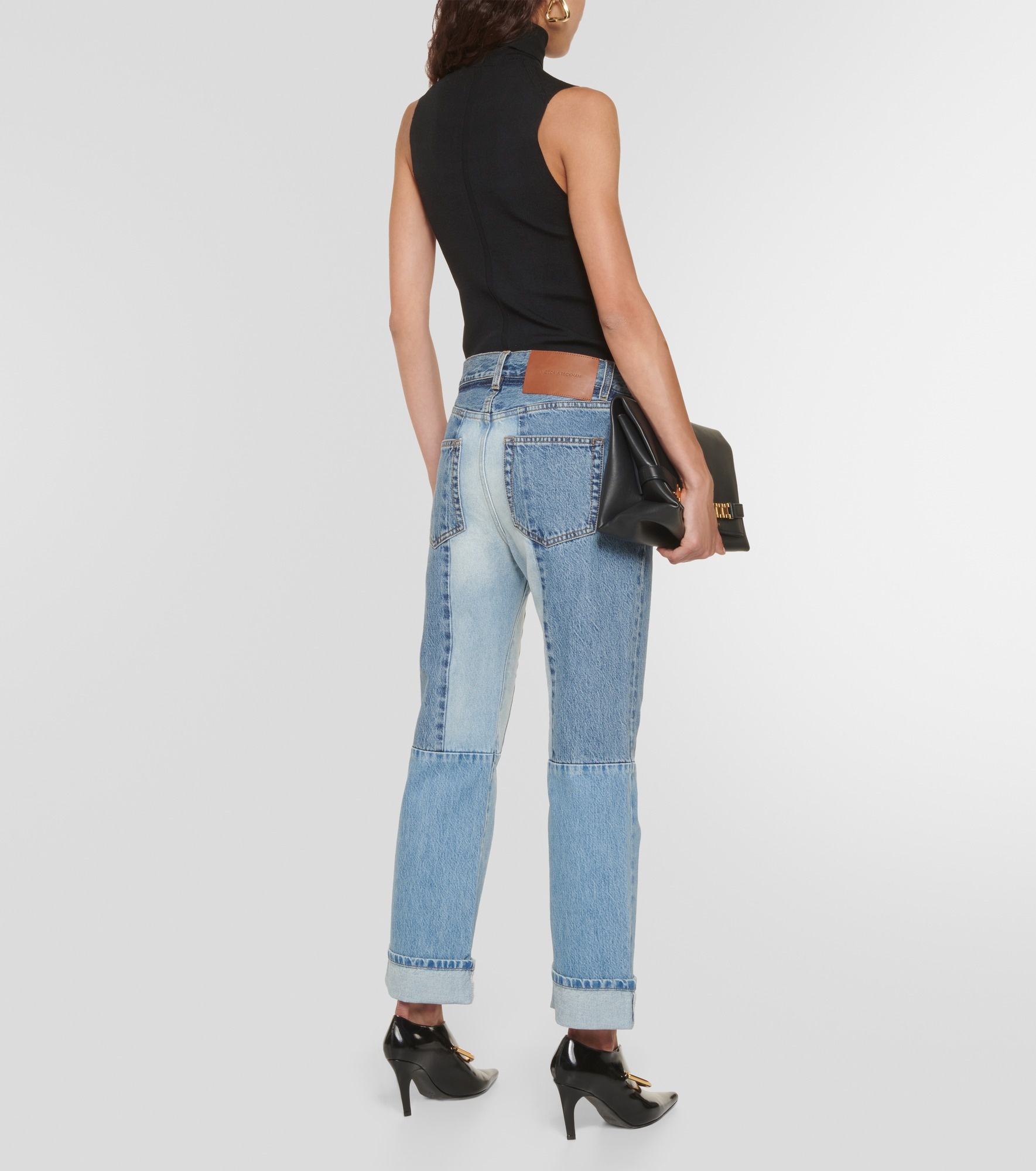 Paneled high-rise straight jeans - 3