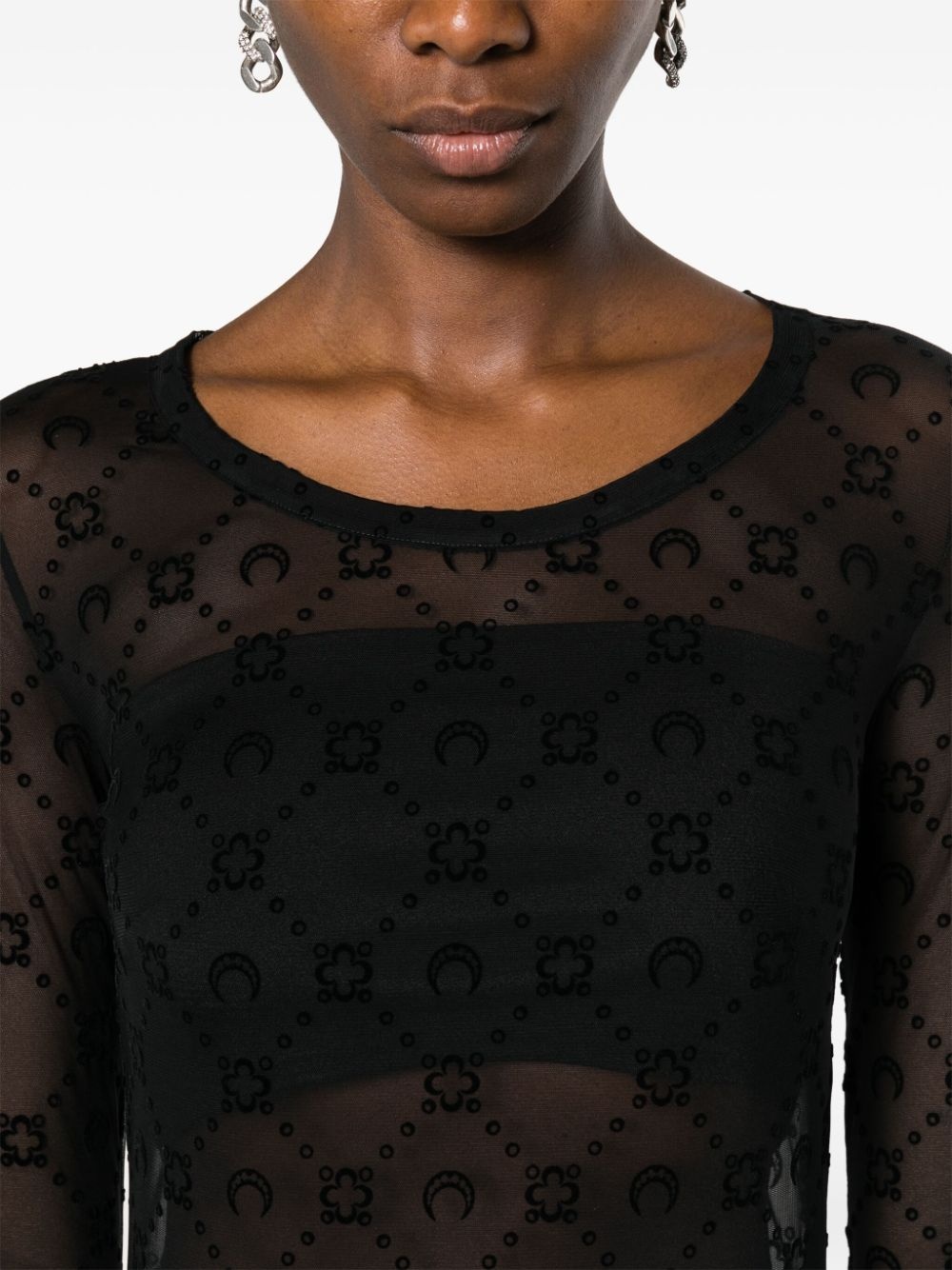 monogram-pattern mesh maxi dress - 5