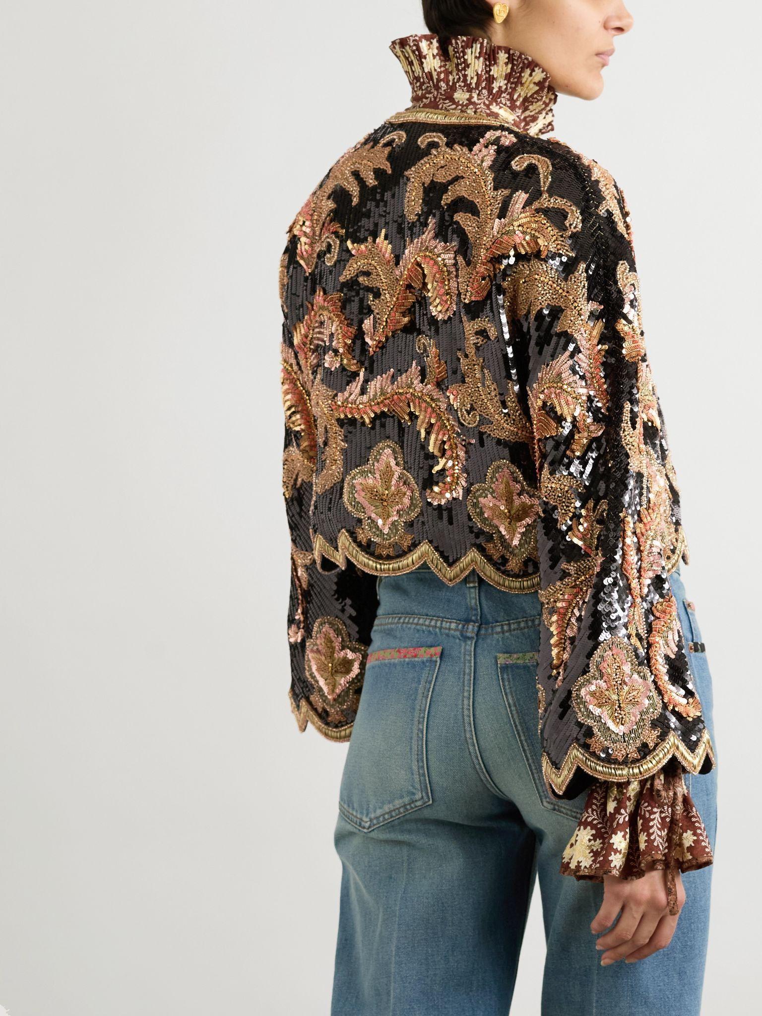 Embellished silk jacket Gold - 4
