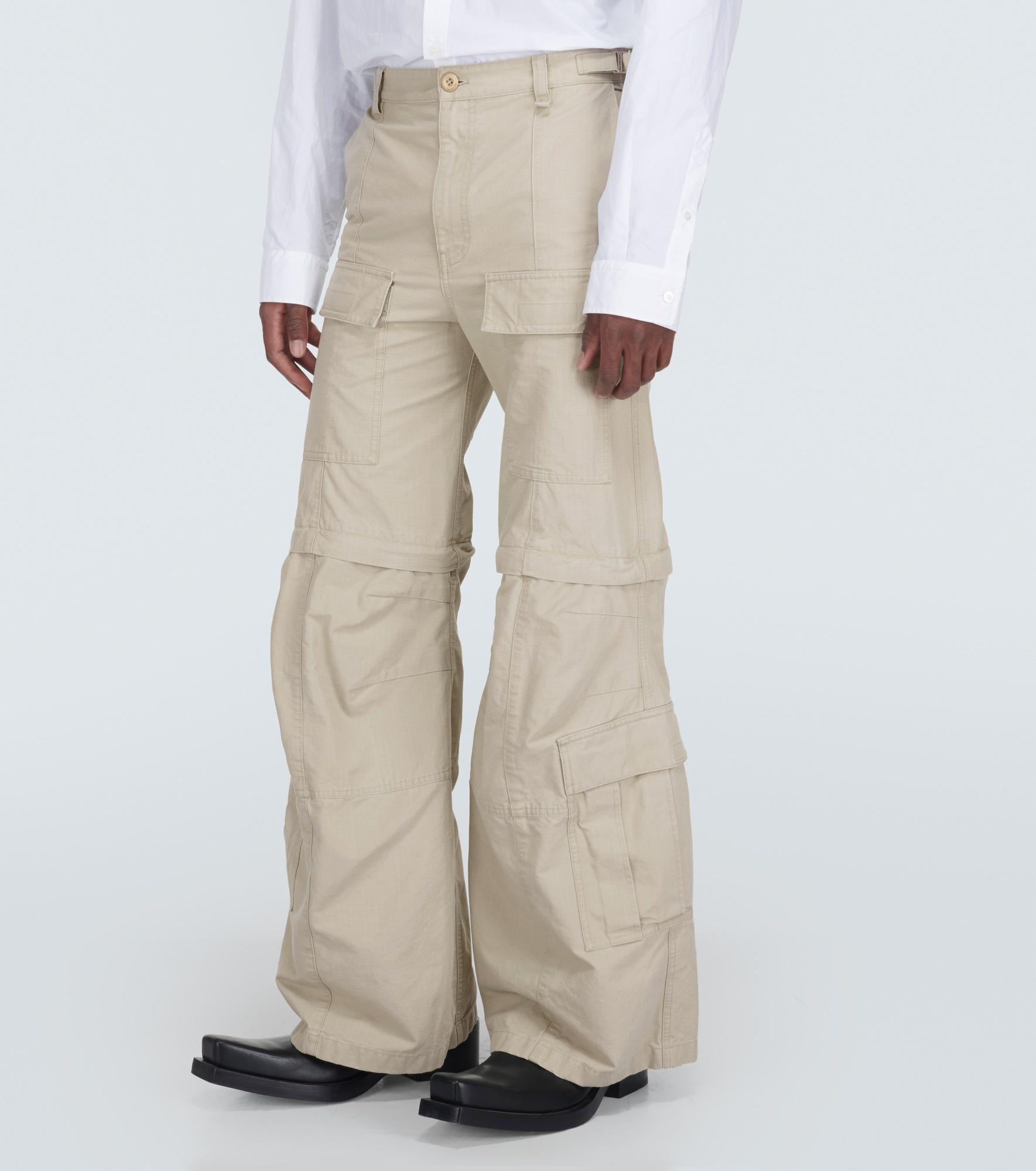Hybrid flared cotton cargo pants - 3
