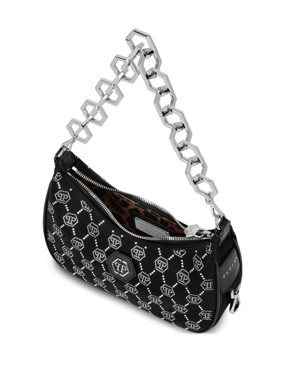 monogram-pattern satin shoulder bag - 3