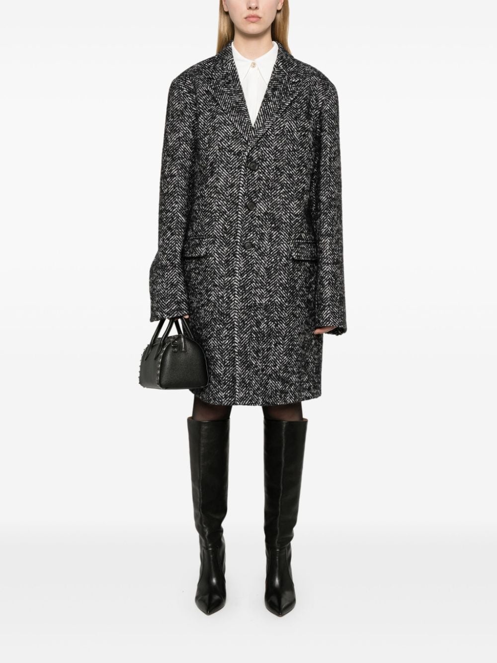 herringbone wool blend coat - 2