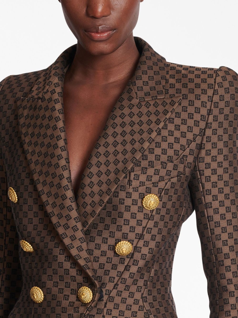 monogram-jacquard double-breasted blazer - 6