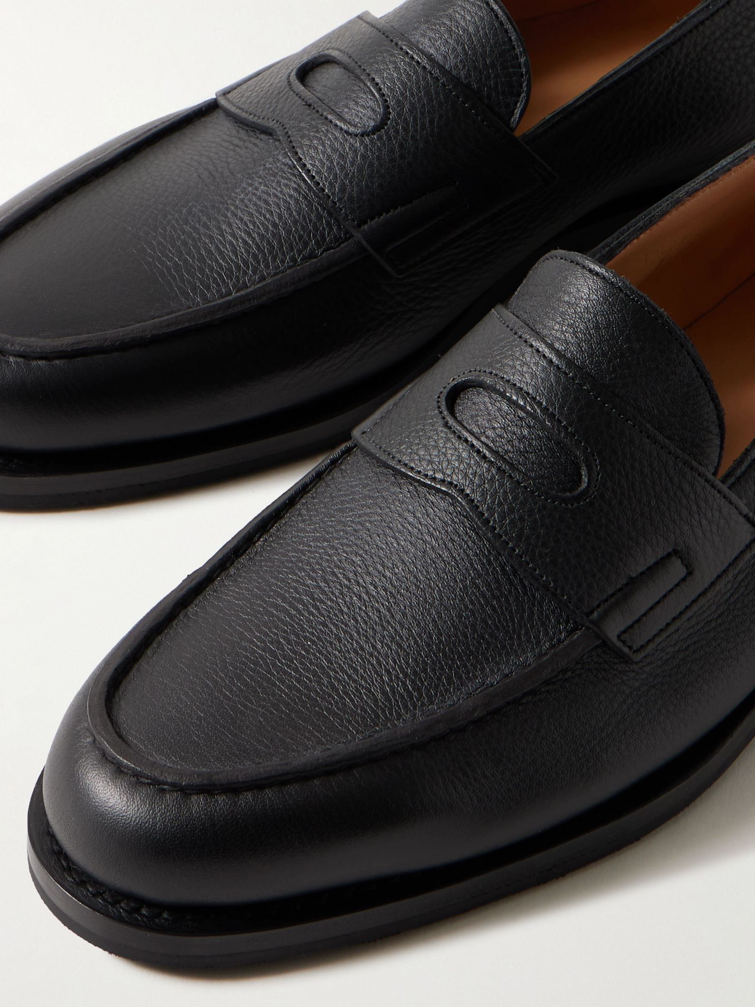 Lopez Full-Grain Leather Penny Loafers Black - 5