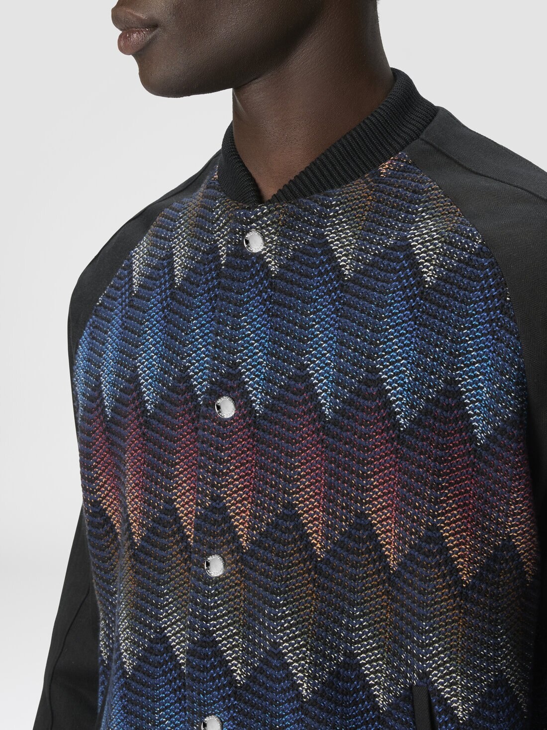 Cotton-blend bomber jacket with zigzag knit insert - 5