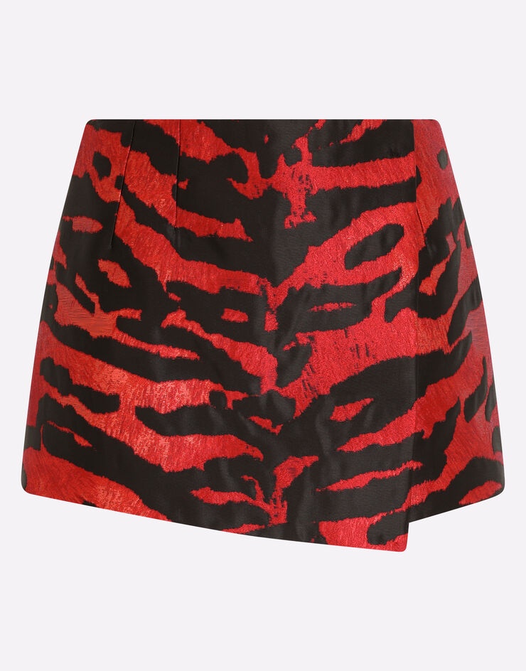 Tiger-design wrap skirt in lamé jacquard - 3